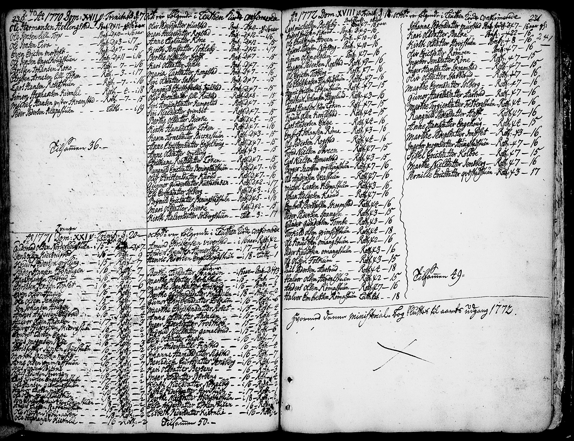 Løten prestekontor, SAH/PREST-022/K/Ka/L0002: Parish register (official) no. 2, 1731-1772, p. 240-241