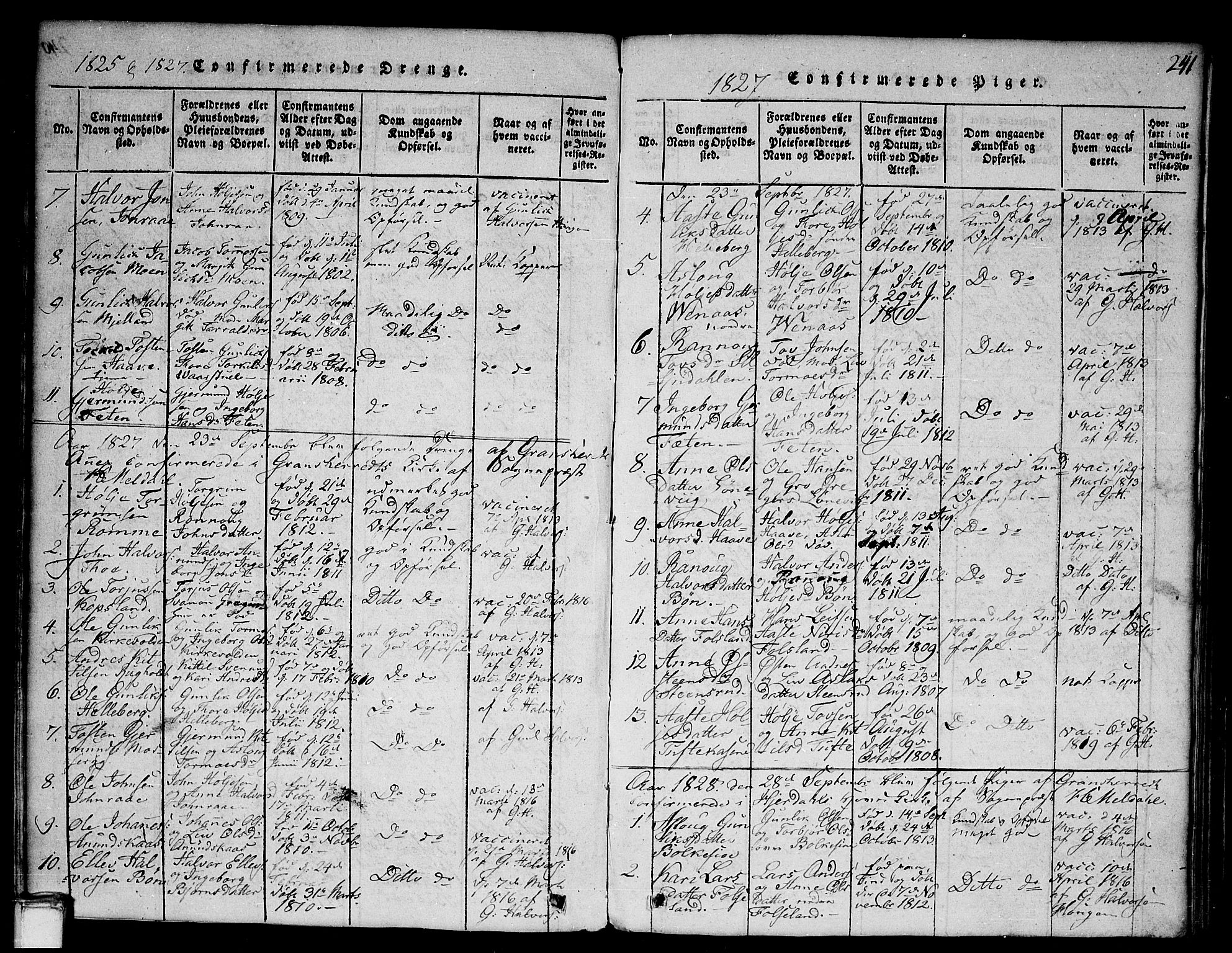 Gransherad kirkebøker, SAKO/A-267/G/Ga/L0001: Parish register (copy) no. I 1, 1815-1842, p. 241