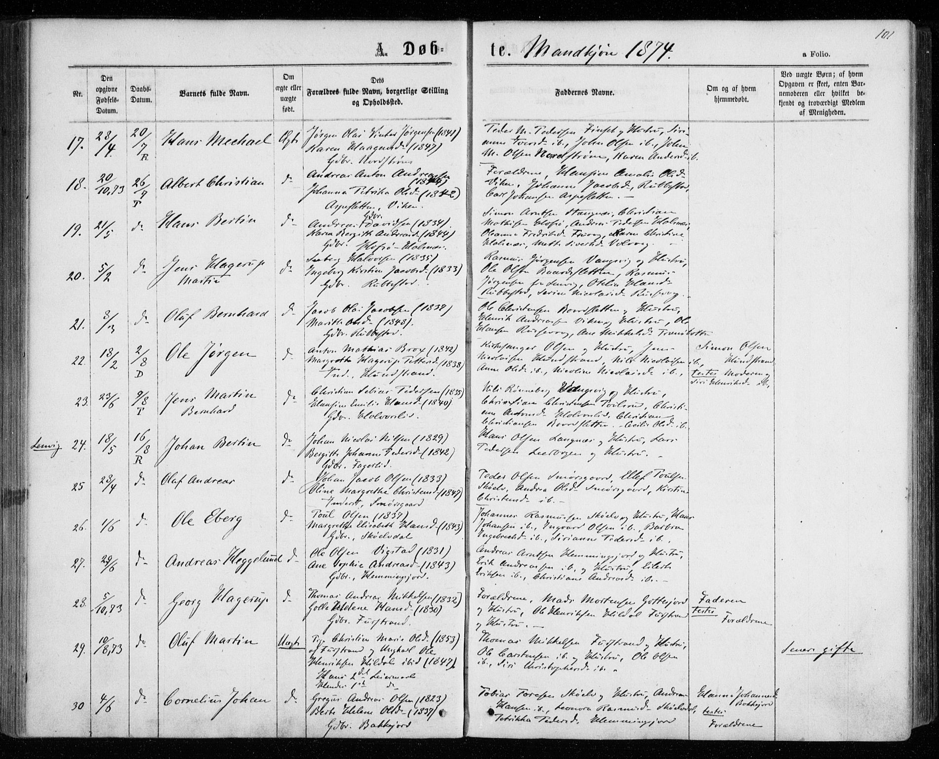 Tranøy sokneprestkontor, AV/SATØ-S-1313/I/Ia/Iaa/L0008kirke: Parish register (official) no. 8, 1867-1877, p. 101
