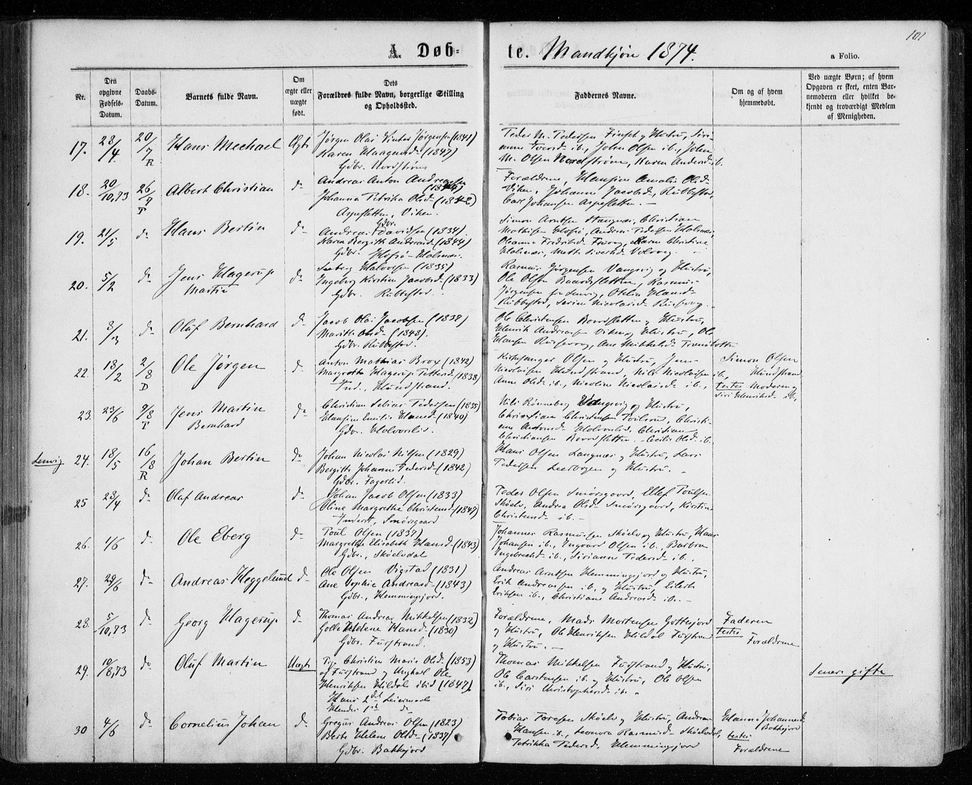 Tranøy sokneprestkontor, SATØ/S-1313/I/Ia/Iaa/L0008kirke: Parish register (official) no. 8, 1867-1877, p. 101