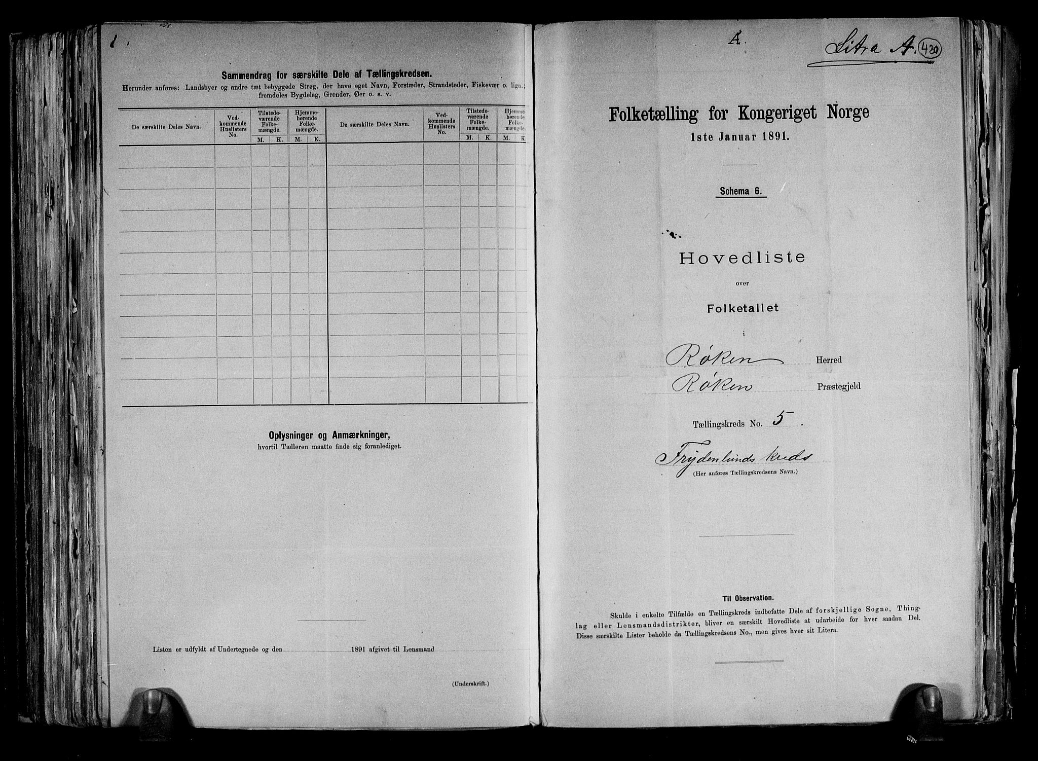 RA, 1891 census for 0627 Røyken, 1891, p. 15