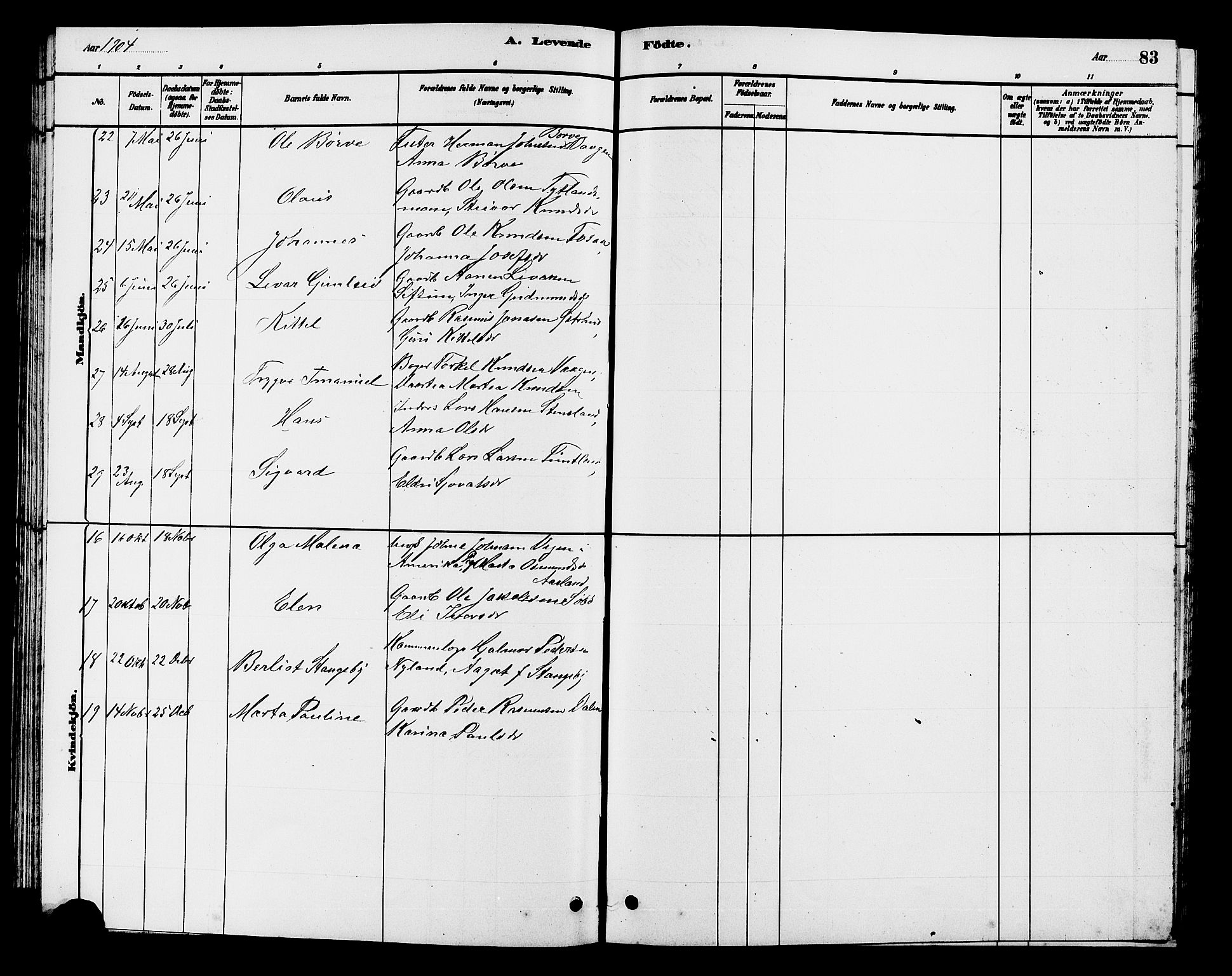 Hjelmeland sokneprestkontor, AV/SAST-A-101843/01/V/L0007: Parish register (copy) no. B 7, 1880-1909, p. 83