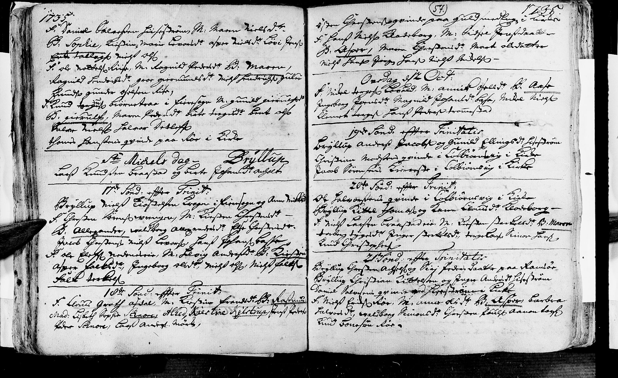 Øyestad sokneprestkontor, AV/SAK-1111-0049/F/Fa/L0004: Parish register (official) no. A 4, 1730-1750, p. 57