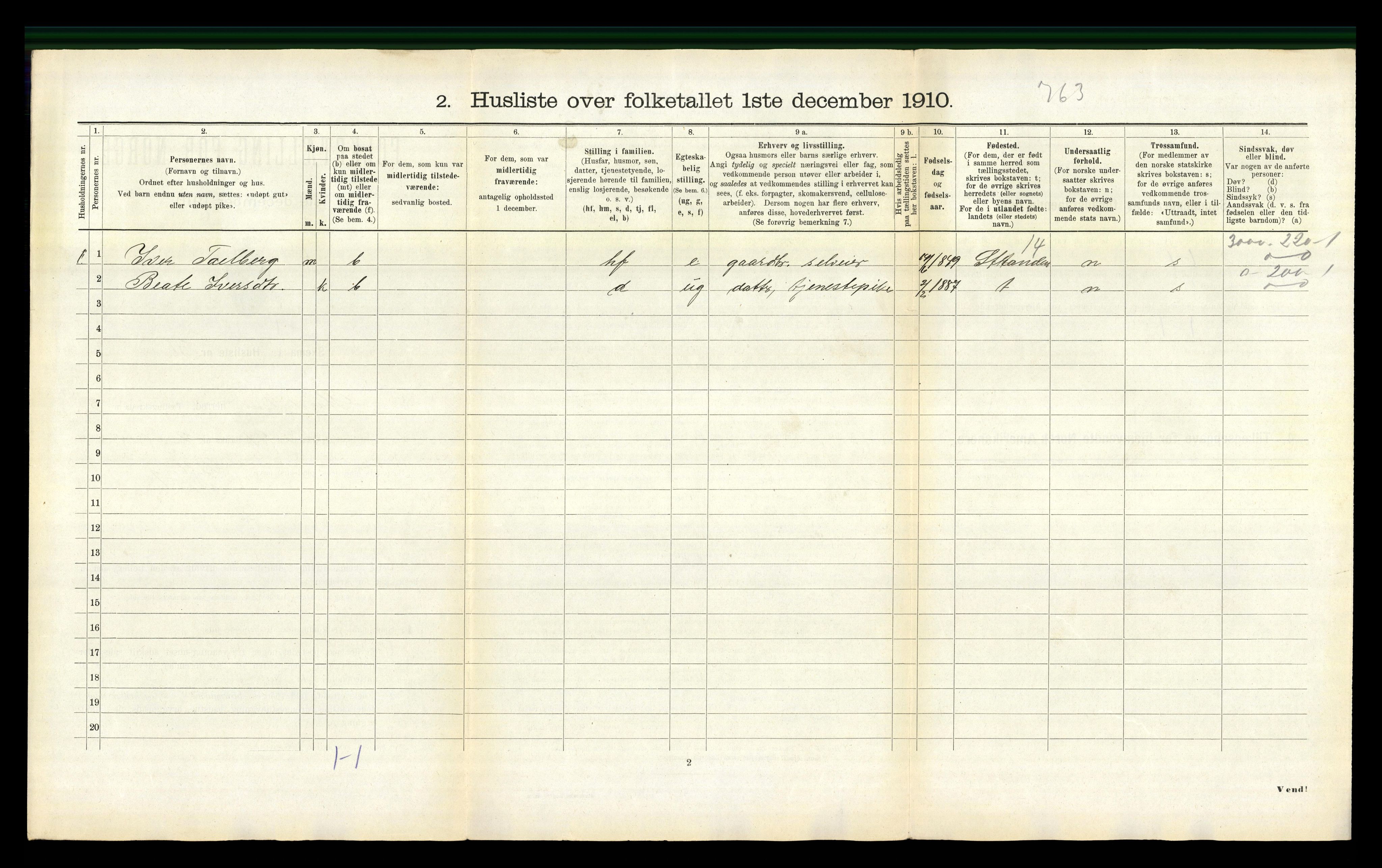 RA, 1910 census for Stordal, 1910, p. 293