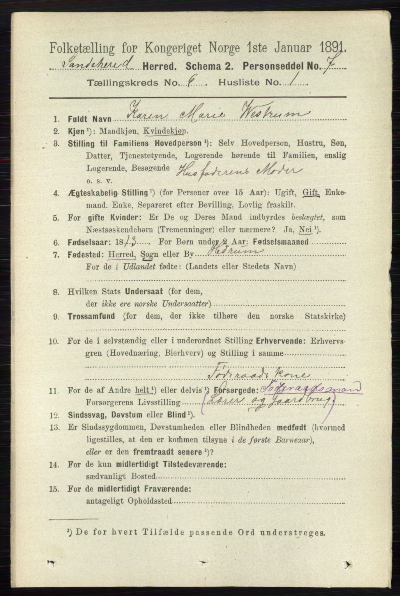 RA, 1891 census for 0724 Sandeherred, 1891, p. 3519