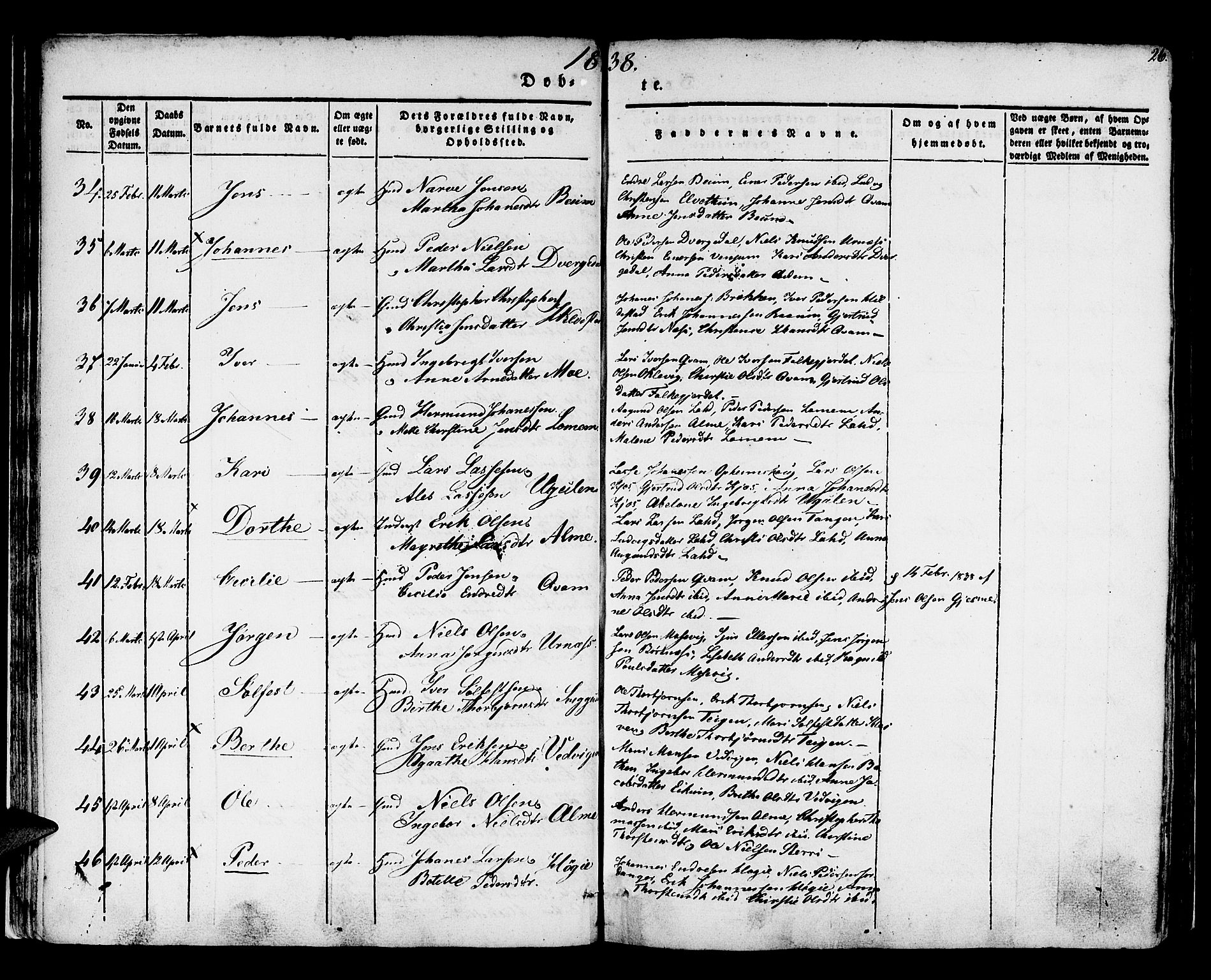 Hafslo sokneprestembete, AV/SAB-A-80301/H/Haa/Haaa/L0005: Parish register (official) no. A 5, 1834-1852, p. 26