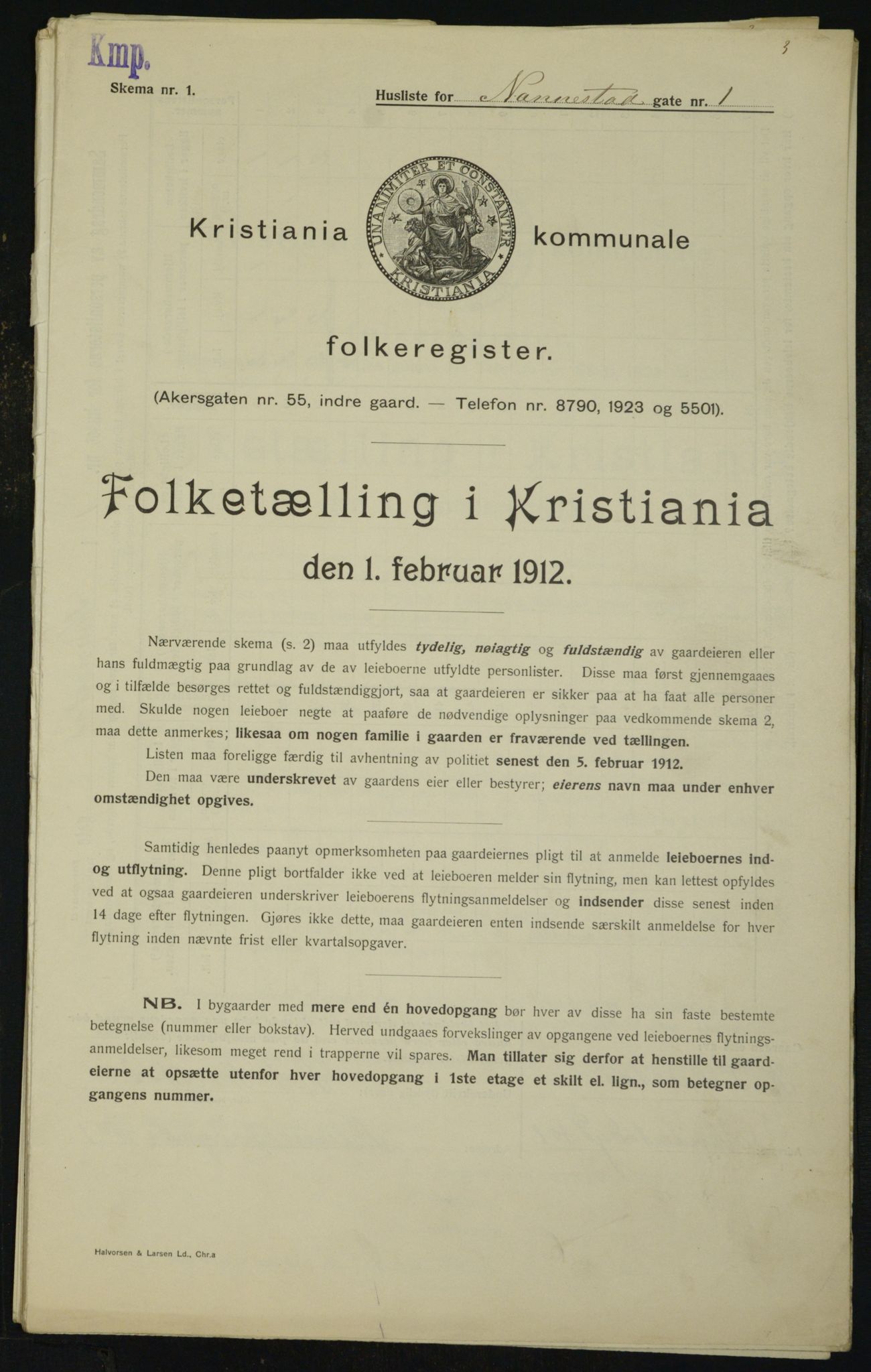OBA, Municipal Census 1912 for Kristiania, 1912, p. 69590