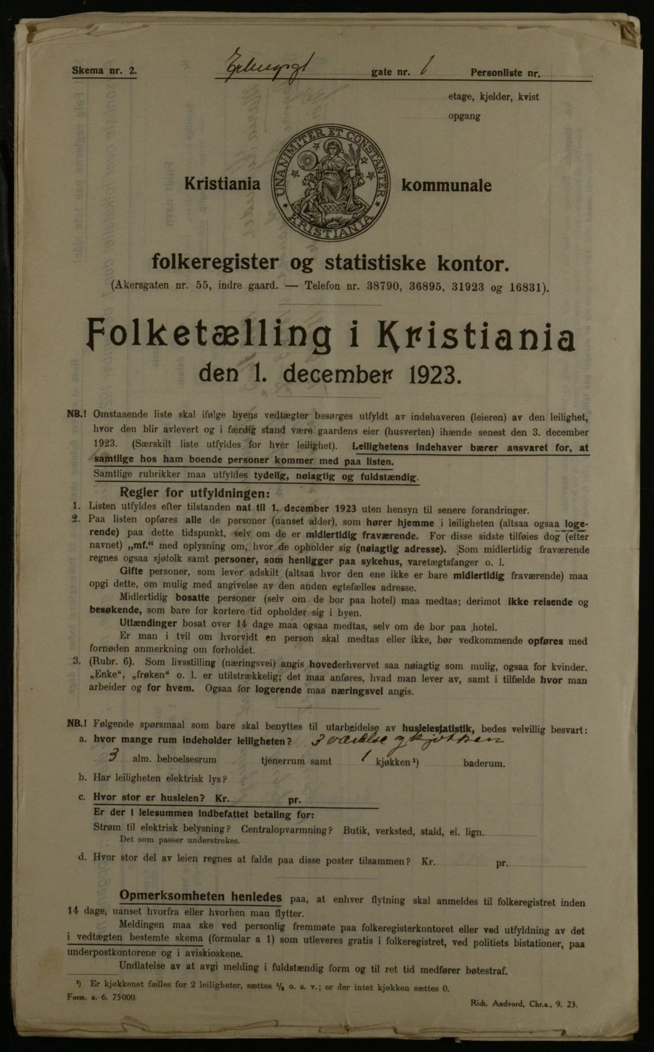 OBA, Municipal Census 1923 for Kristiania, 1923, p. 24743