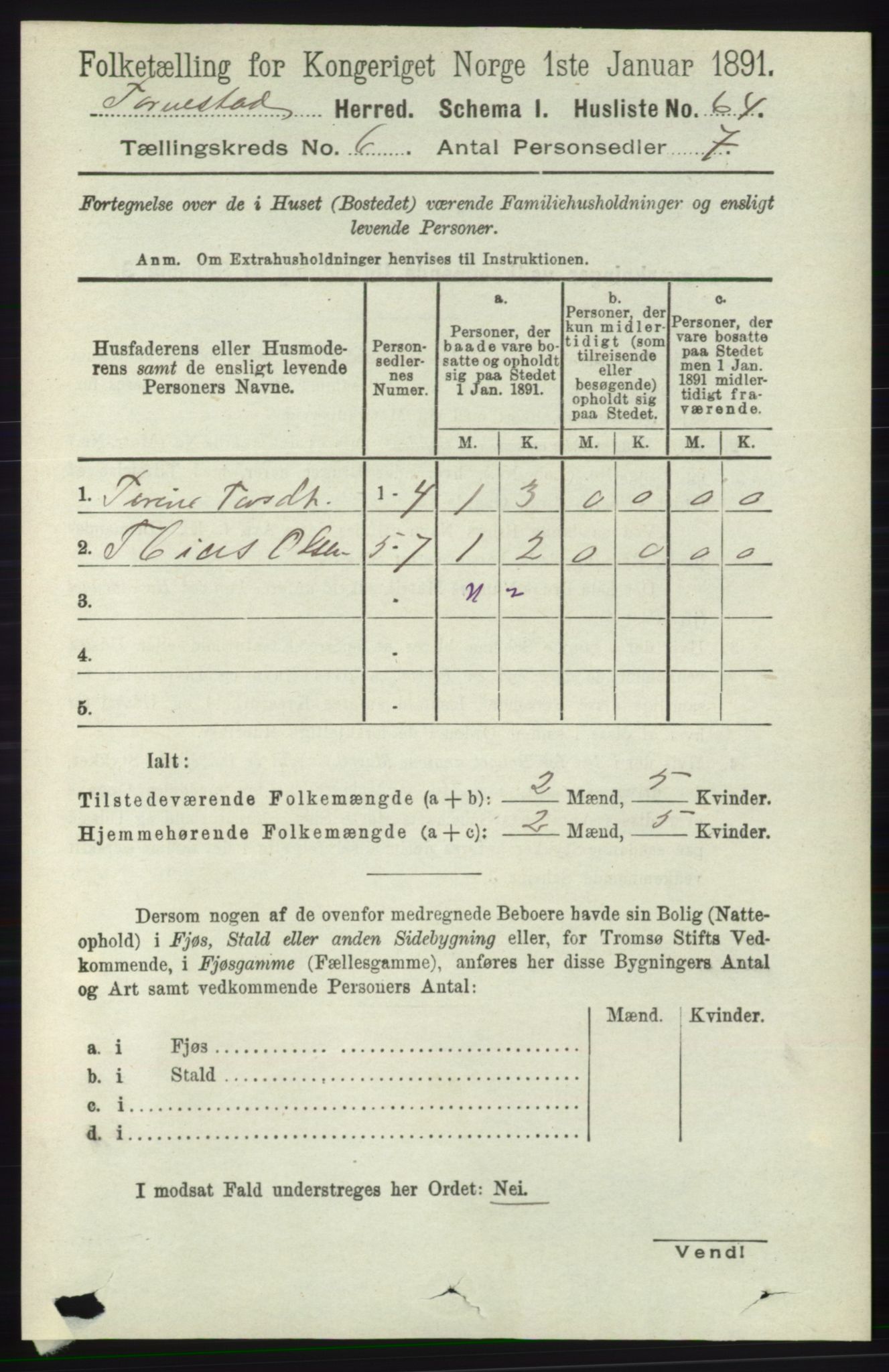 RA, 1891 census for 1152 Torvastad, 1891, p. 1987