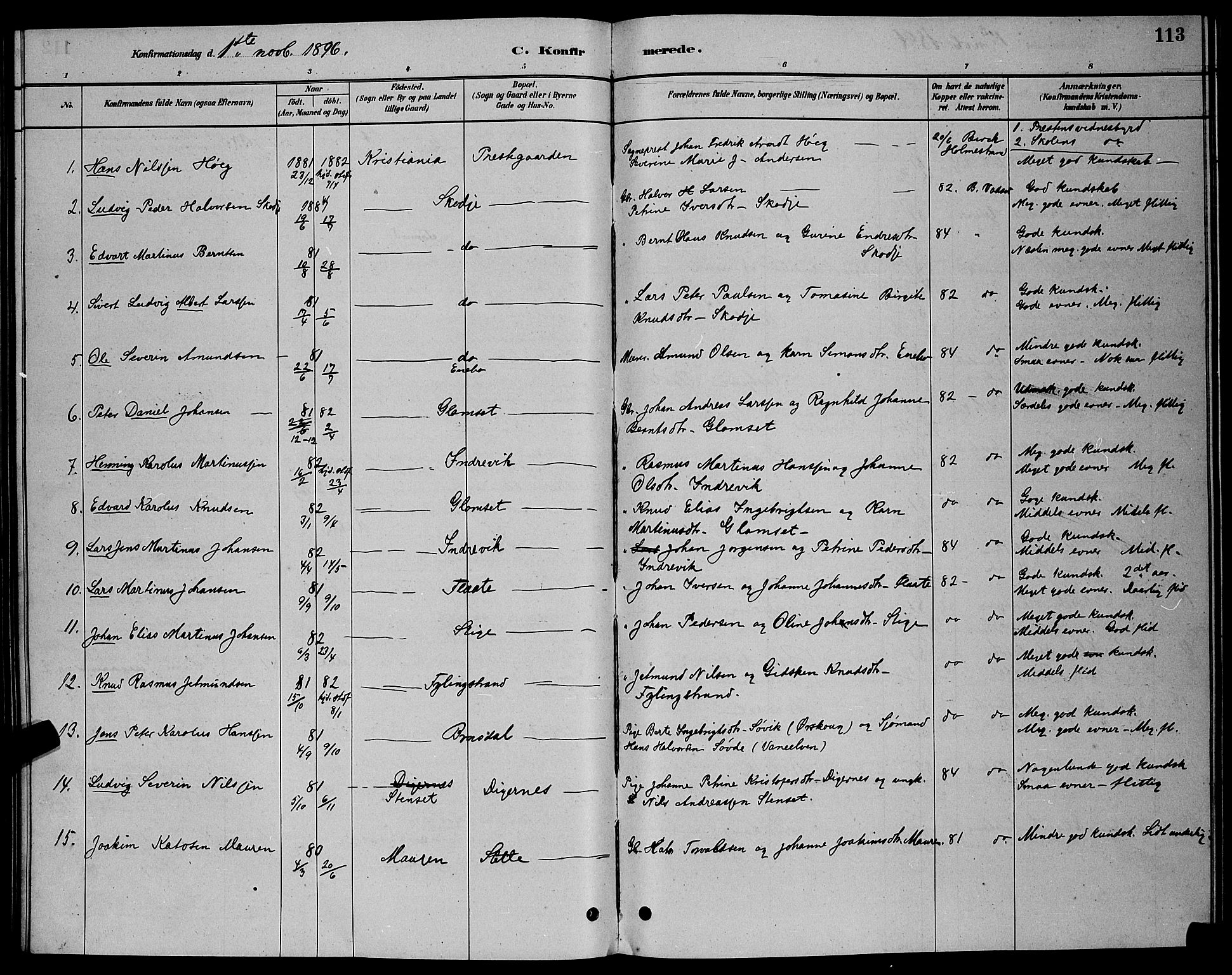 Ministerialprotokoller, klokkerbøker og fødselsregistre - Møre og Romsdal, AV/SAT-A-1454/524/L0365: Parish register (copy) no. 524C06, 1880-1899, p. 113