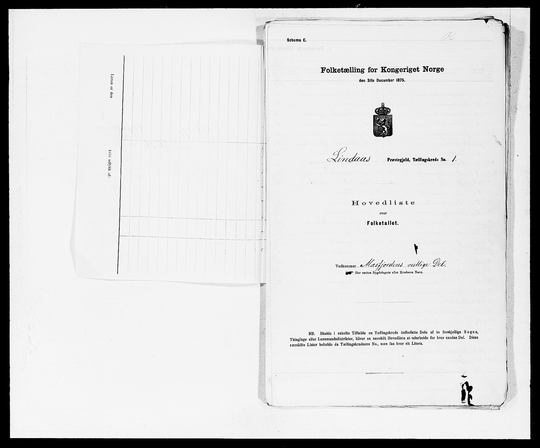 SAB, 1875 census for 1263P Lindås, 1875, p. 3