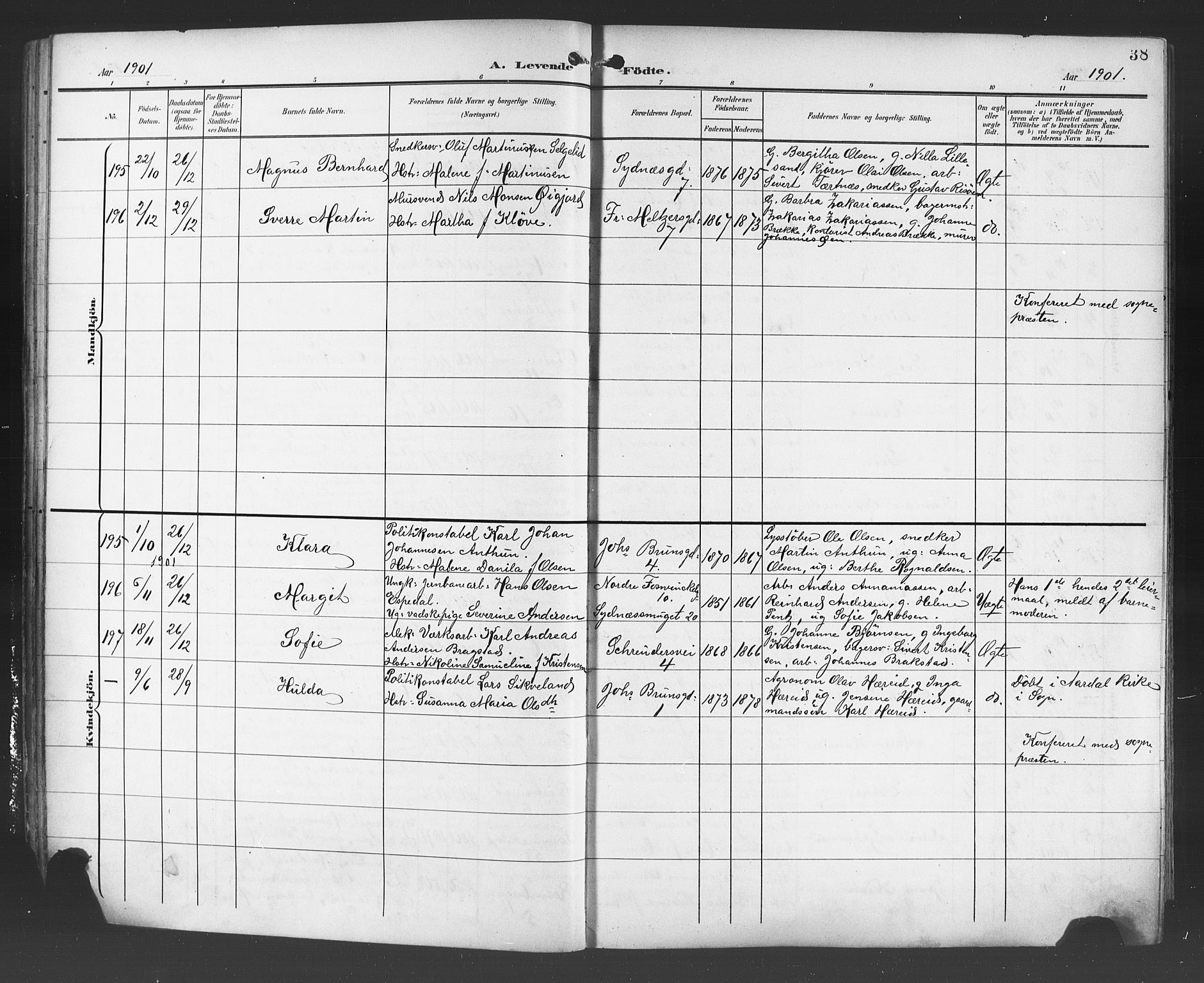 Johanneskirken sokneprestembete, AV/SAB-A-76001/H/Hab: Parish register (copy) no. A 2, 1900-1912, p. 38