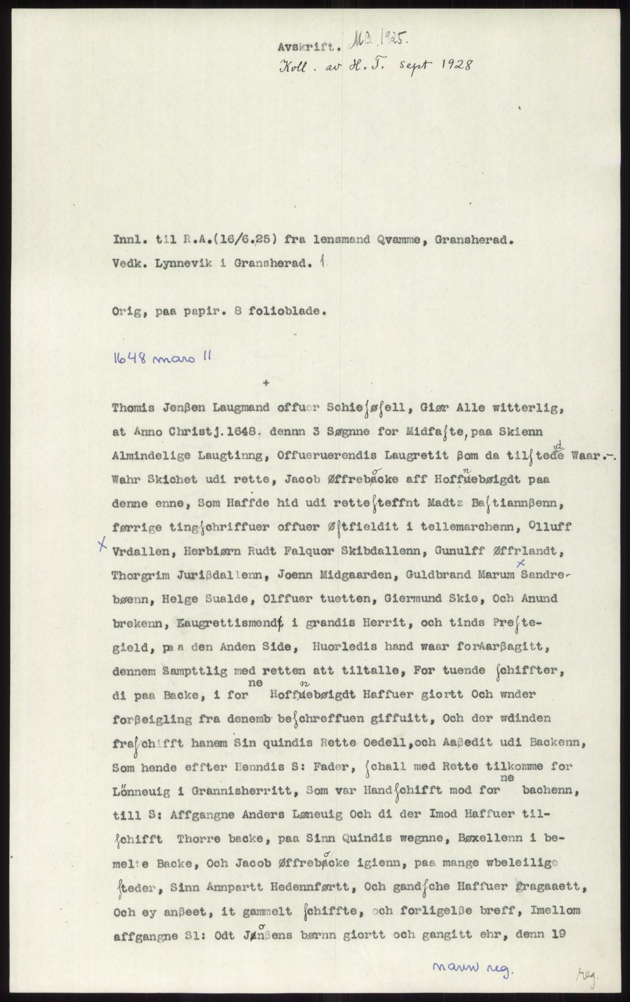 Samlinger til kildeutgivelse, Diplomavskriftsamlingen, AV/RA-EA-4053/H/Ha, p. 1732