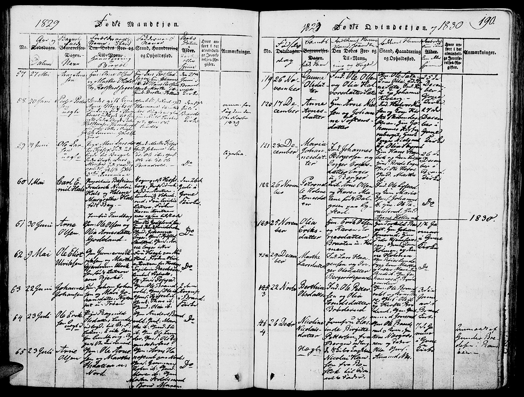 Grue prestekontor, AV/SAH-PREST-036/H/Ha/Haa/L0006: Parish register (official) no. 6, 1814-1830, p. 190