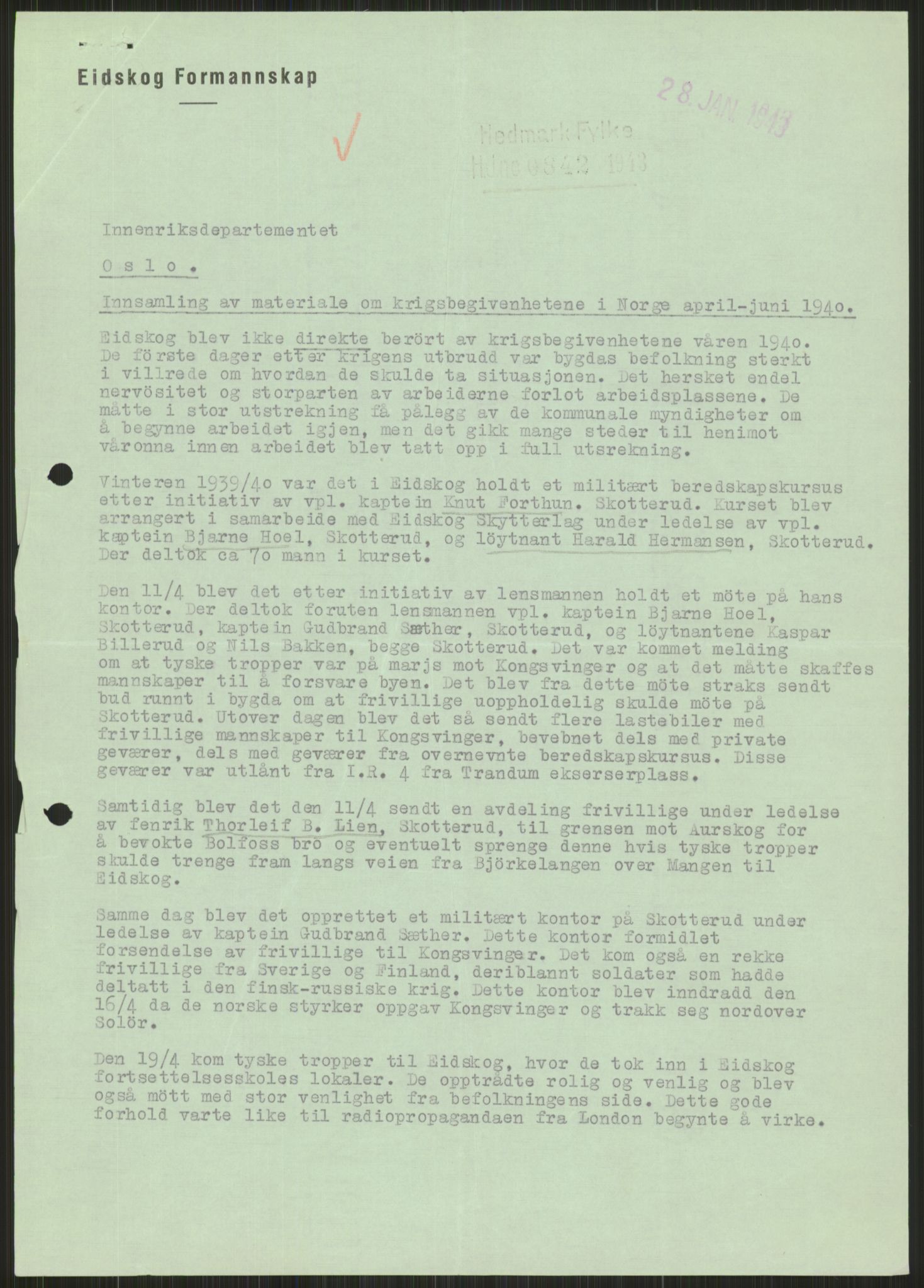 Forsvaret, Forsvarets krigshistoriske avdeling, RA/RAFA-2017/Y/Ya/L0013: II-C-11-31 - Fylkesmenn.  Rapporter om krigsbegivenhetene 1940., 1940, p. 858