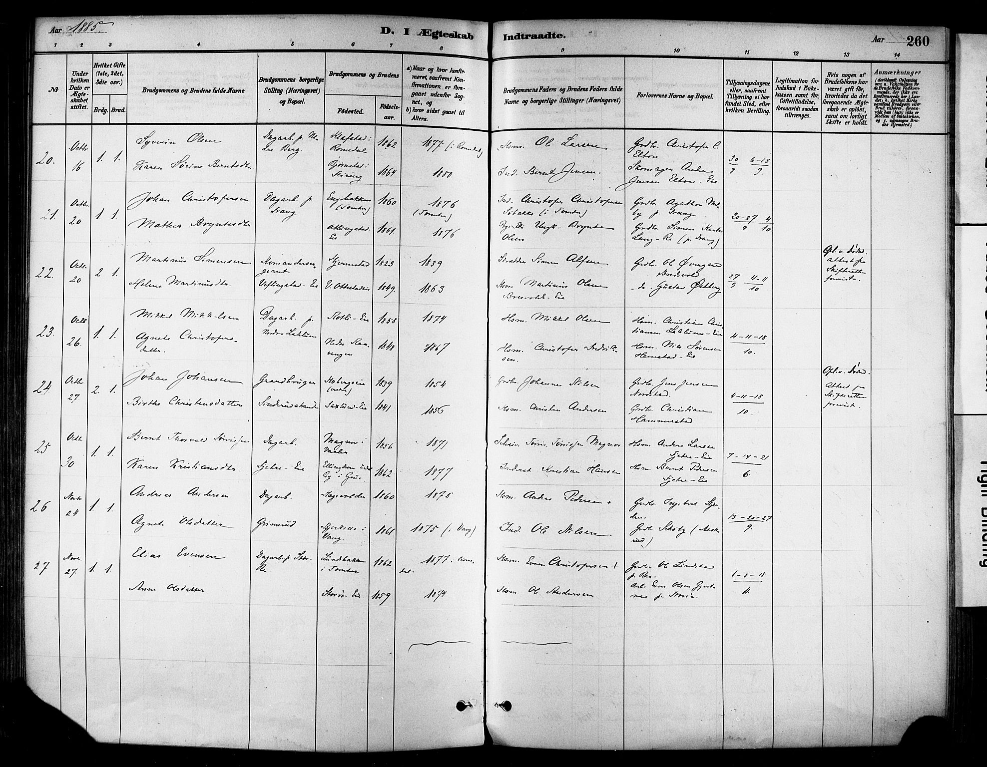 Stange prestekontor, AV/SAH-PREST-002/K/L0017: Parish register (official) no. 17, 1880-1893, p. 260