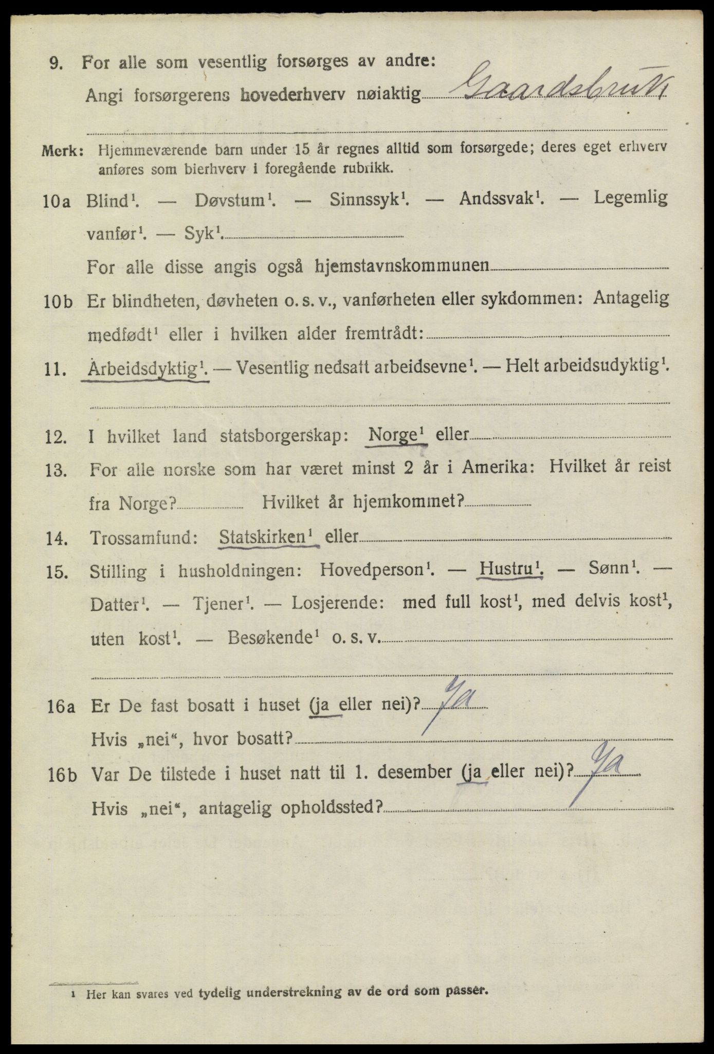 SAKO, 1920 census for Sannidal, 1920, p. 4068