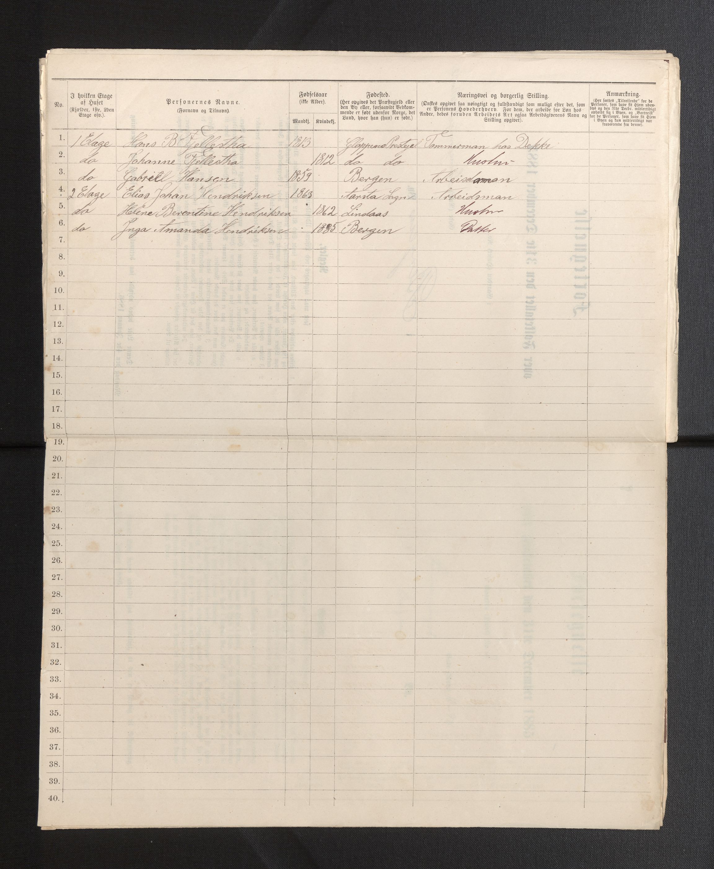 SAB, 1885 census for 1301 Bergen, 1885, p. 3456