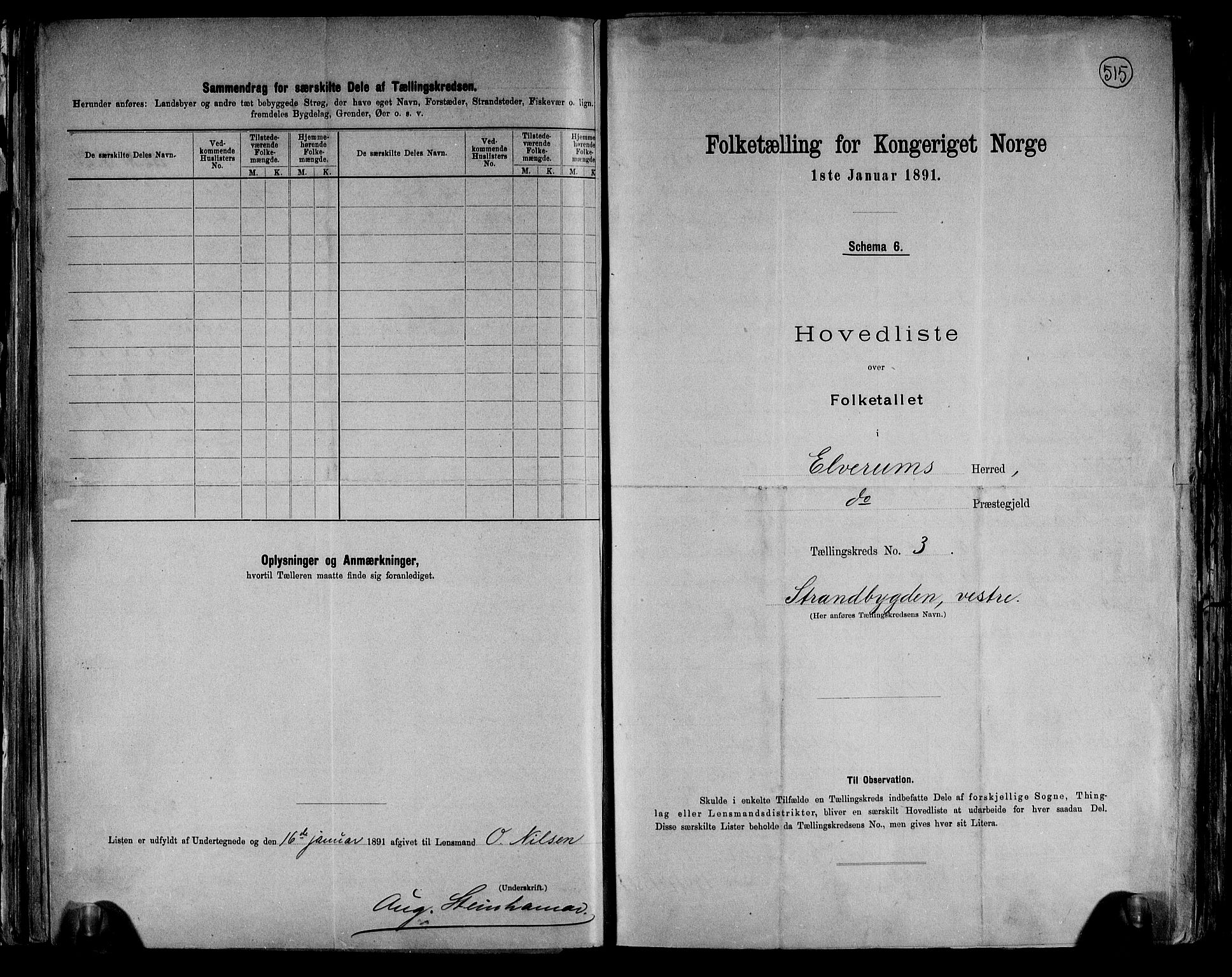 RA, 1891 census for 0427 Elverum, 1891, p. 10
