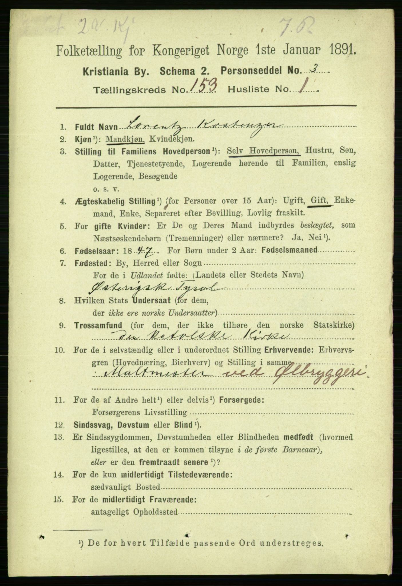 RA, 1891 census for 0301 Kristiania, 1891, p. 86364