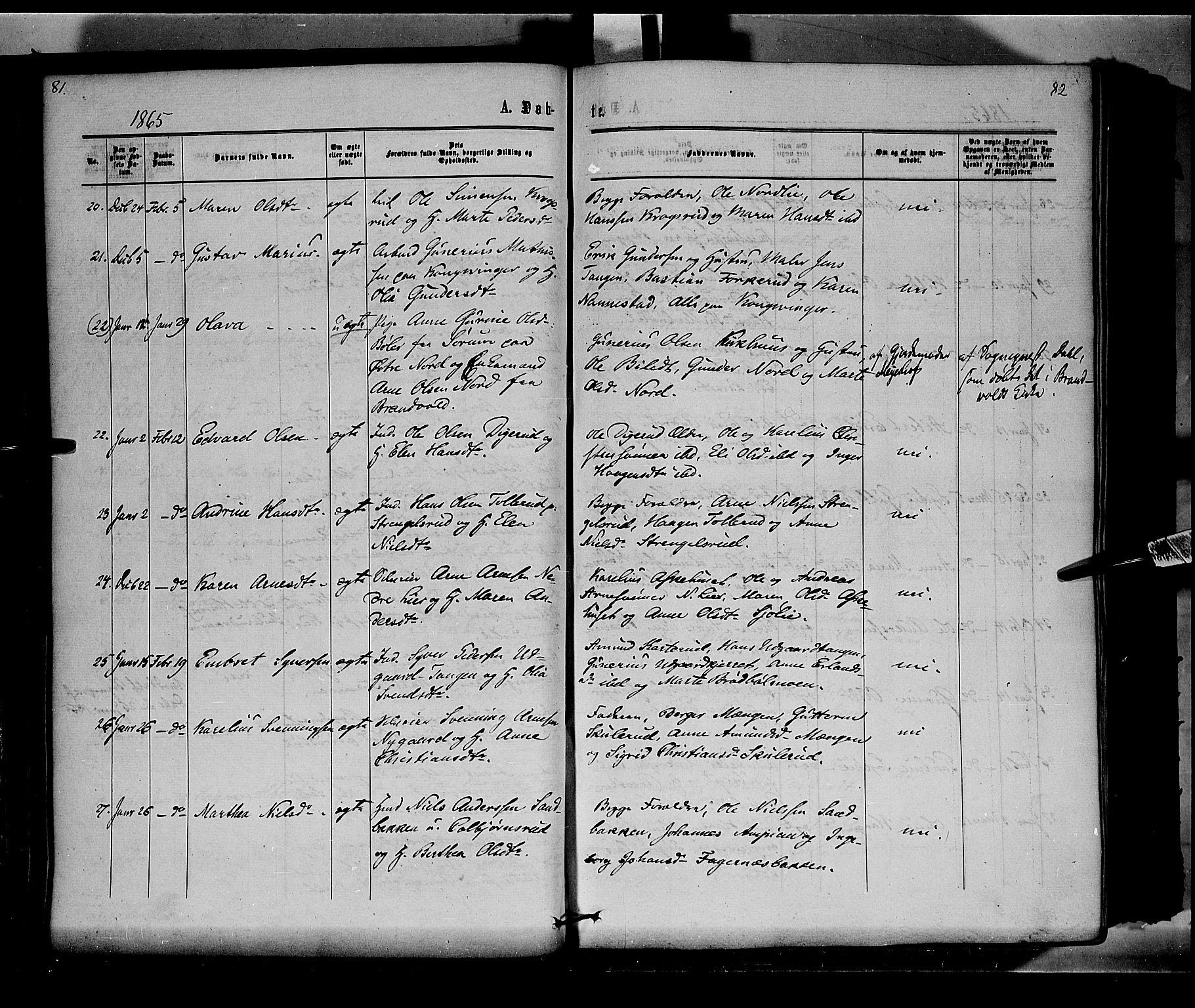 Vinger prestekontor, AV/SAH-PREST-024/H/Ha/Haa/L0011: Parish register (official) no. 11, 1862-1870, p. 82