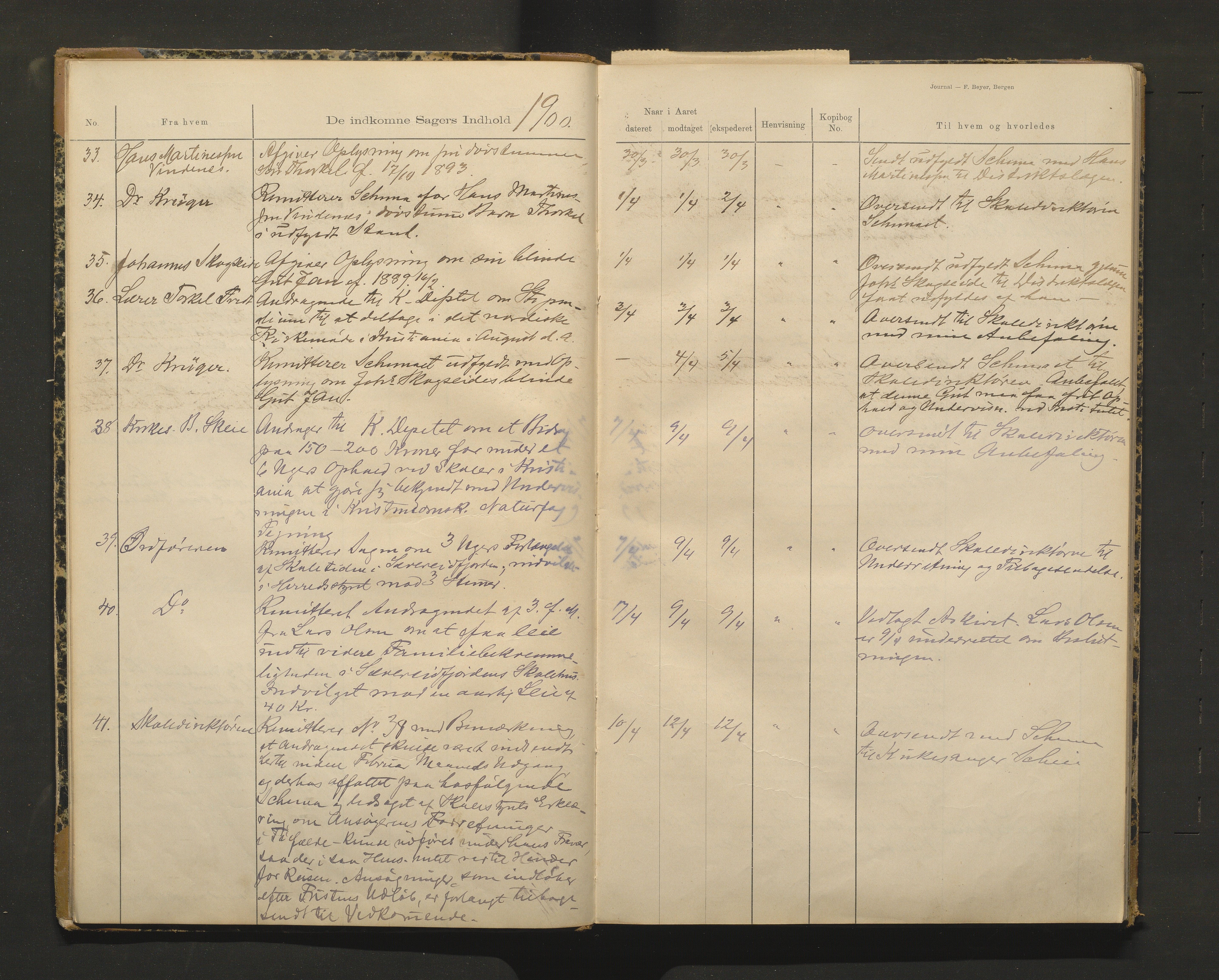 Fusa kommune. Skulestyret, IKAH/1241-211/C/Cb/L0001: Postjournal for Fusa skulestyre , 1900-1911