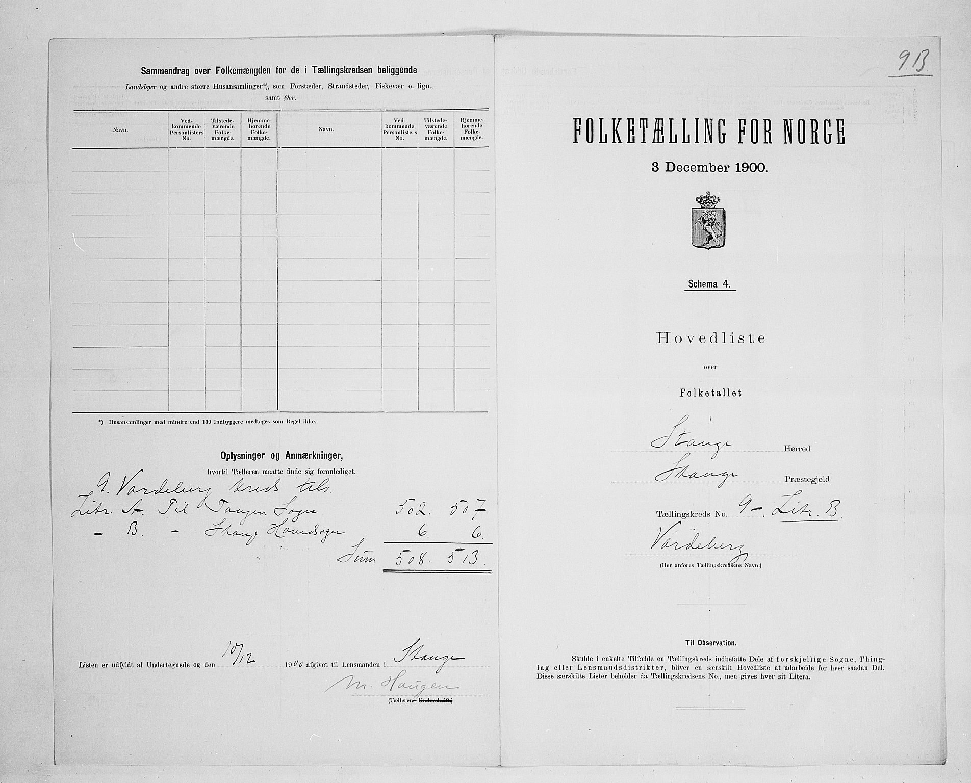 SAH, 1900 census for Stange, 1900, p. 51