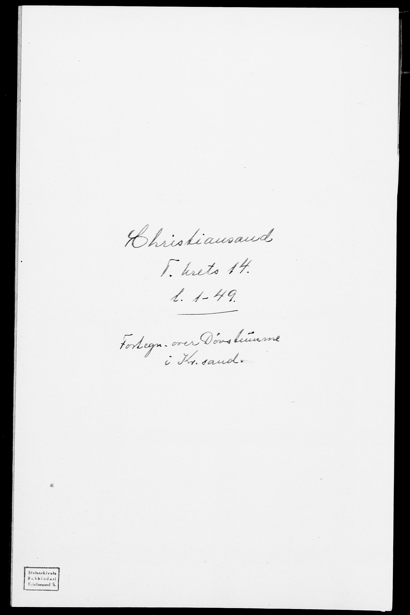 SAK, 1875 census for 1001P Kristiansand, 1875, p. 2175