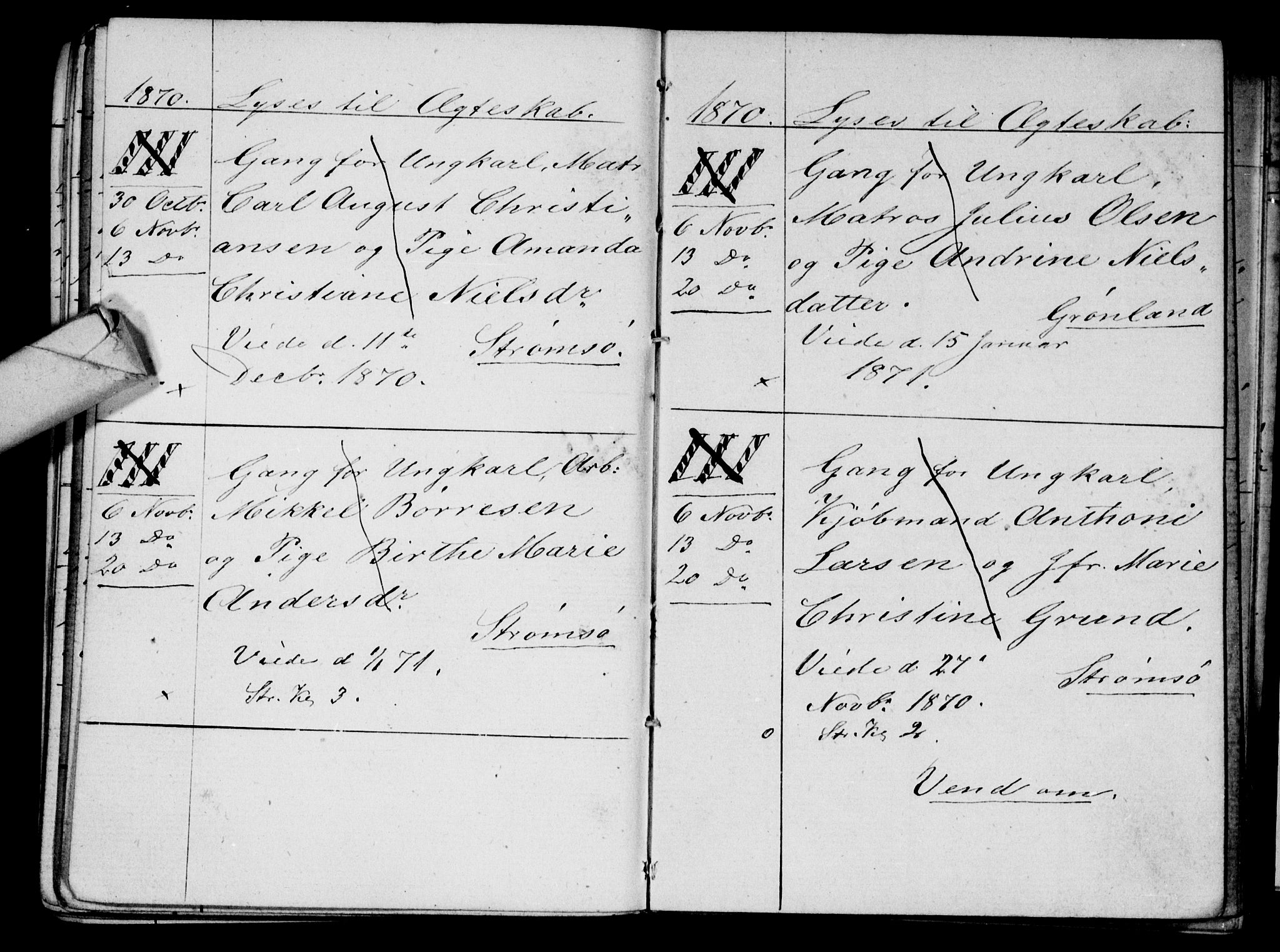 Strømsø kirkebøker, AV/SAKO-A-246/H/Ha/L0003: Banns register no. 3, 1866-1874