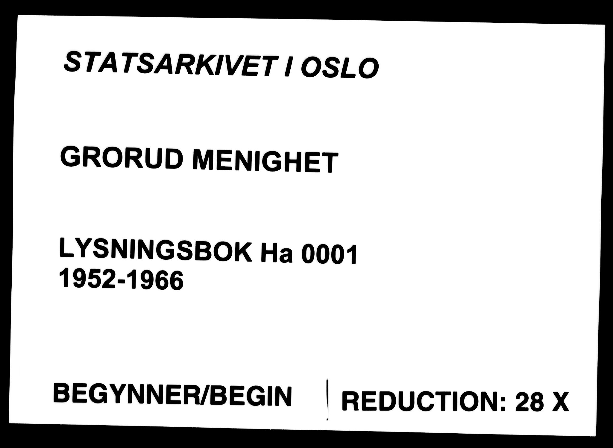 Grorud prestekontor Kirkebøker, SAO/A-10847/H/Ha/L0001: Banns register no. 1, 1952-1966