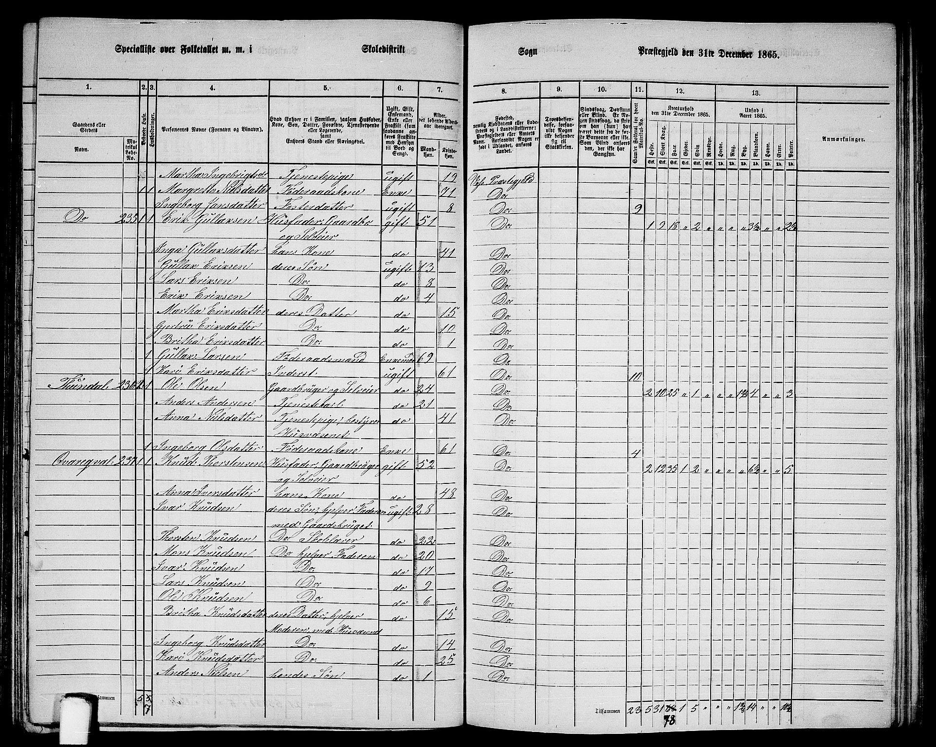 RA, 1865 census for Voss, 1865, p. 121