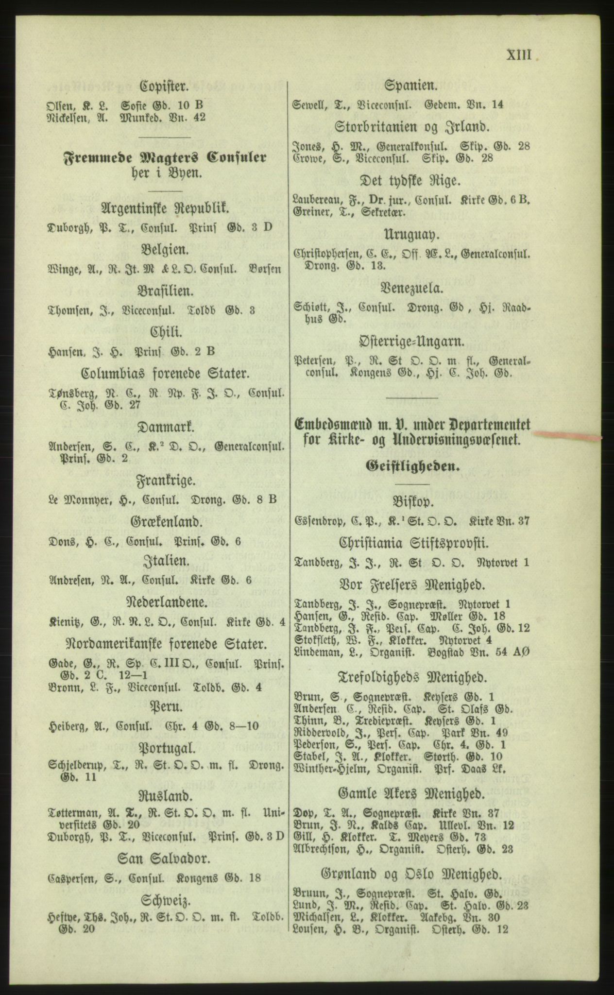 Kristiania/Oslo adressebok, PUBL/-, 1879, p. XIII