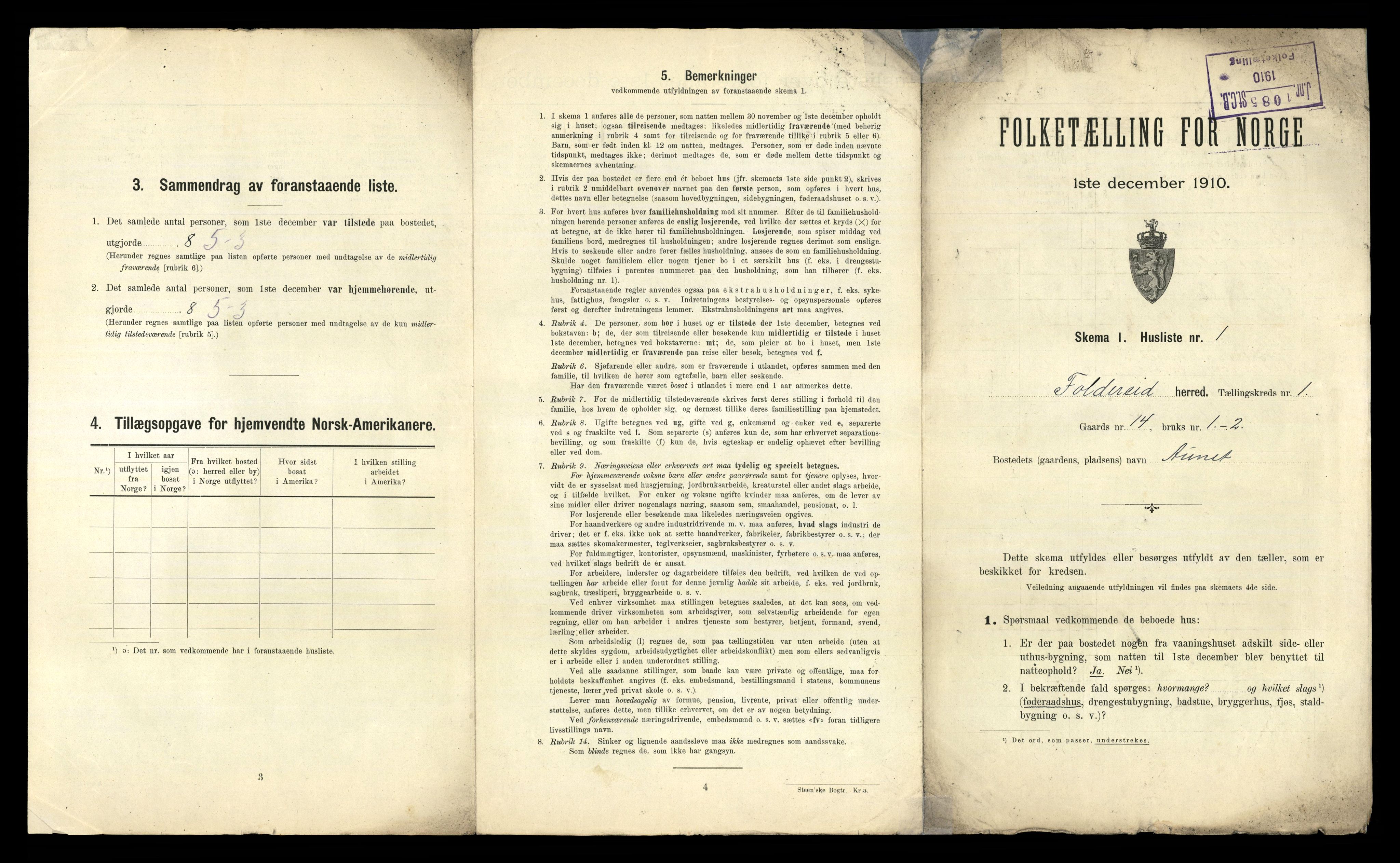 RA, 1910 census for Foldereid, 1910, p. 24