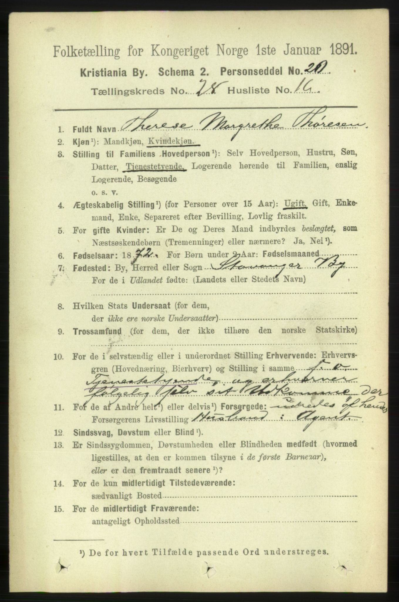 RA, 1891 census for 0301 Kristiania, 1891, p. 14714