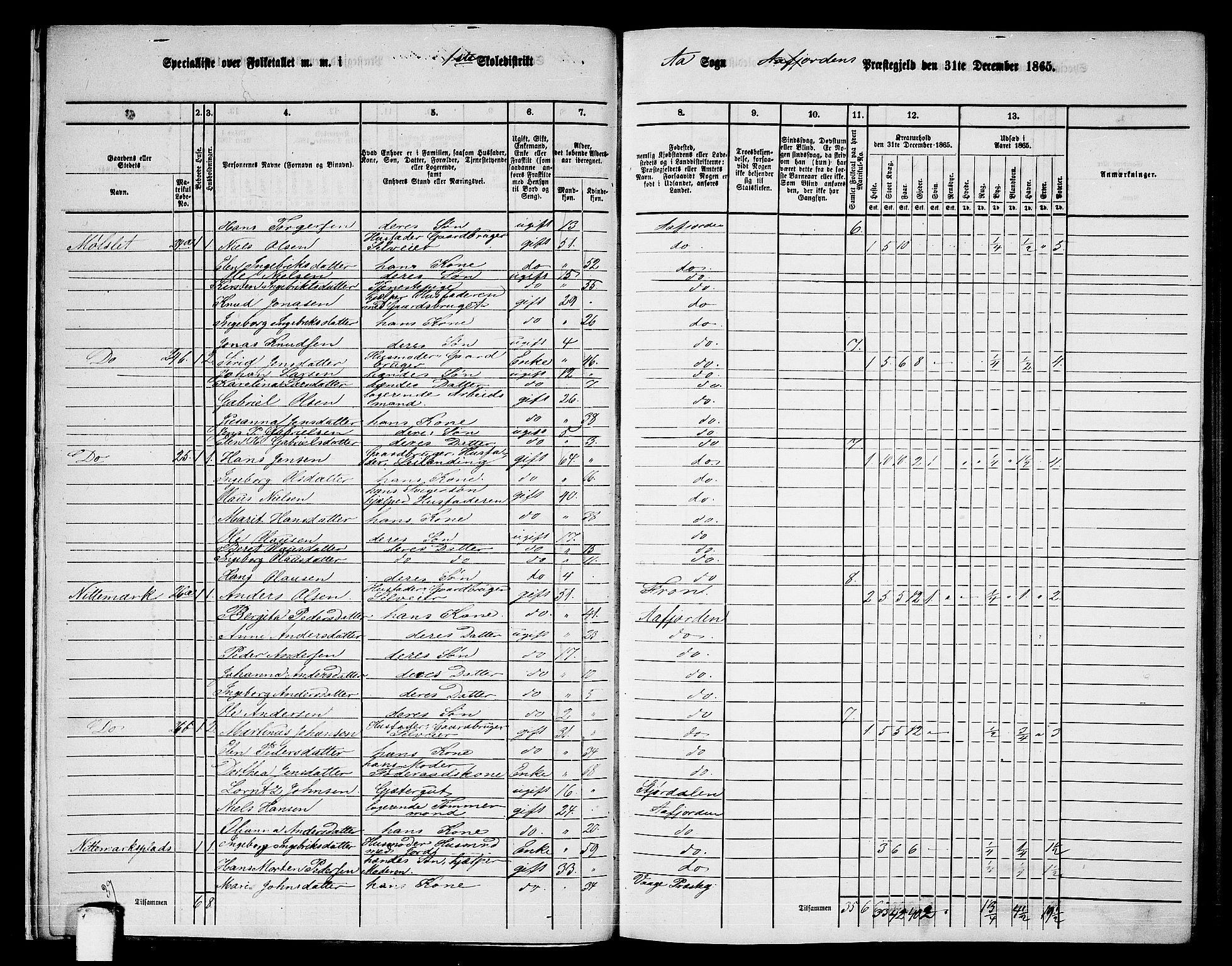 RA, 1865 census for Aafjorden, 1865, p. 12