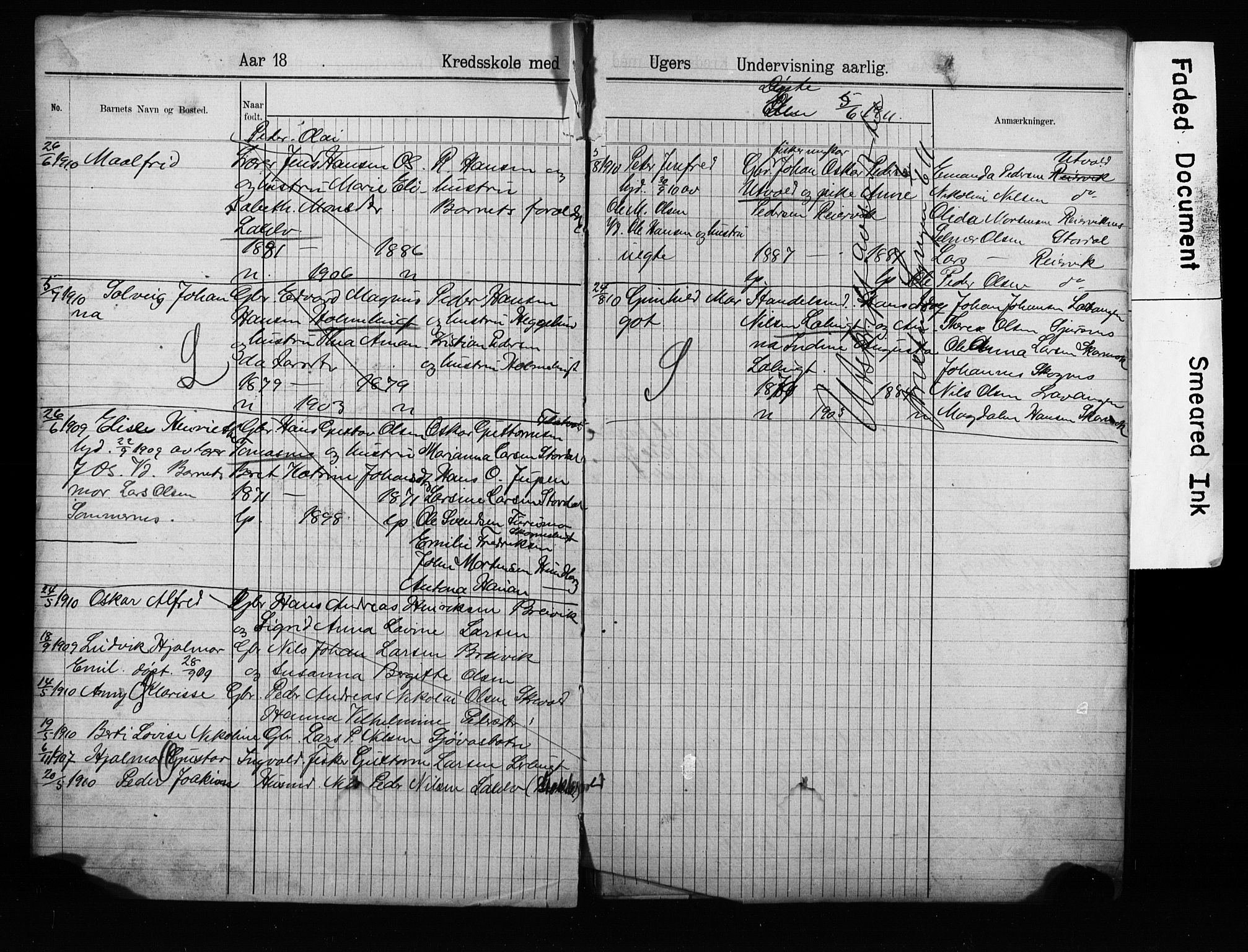 Lyngen sokneprestembete, AV/SATØ-S-1289/H/Ha/L0052/0001: Baptism register no. 52.1, 1895-1914