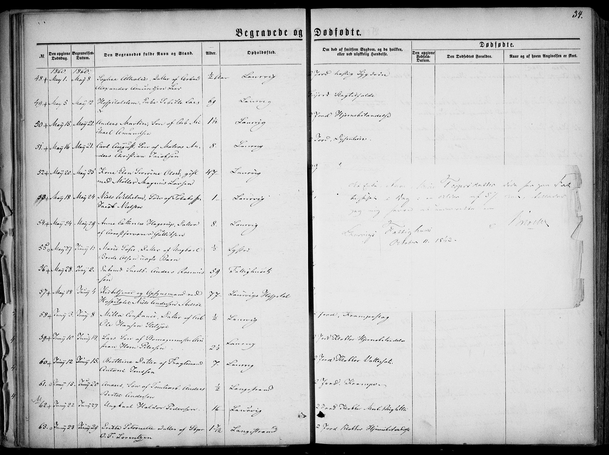Larvik kirkebøker, SAKO/A-352/F/Fa/L0005: Parish register (official) no. I 5, 1856-1870, p. 34
