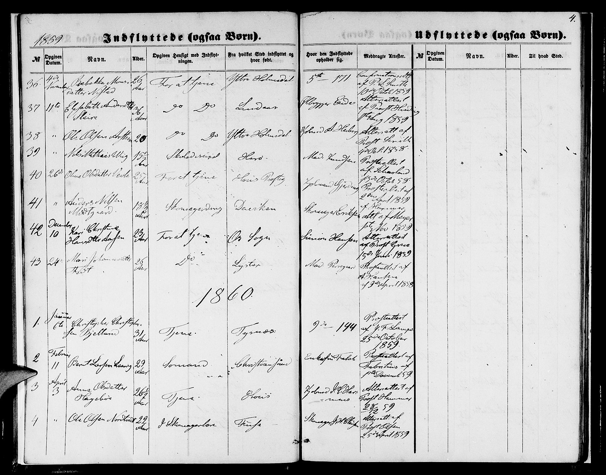 Nykirken Sokneprestembete, SAB/A-77101/H/Hab: Parish register (copy) no. F 2, 1859-1886, p. 4