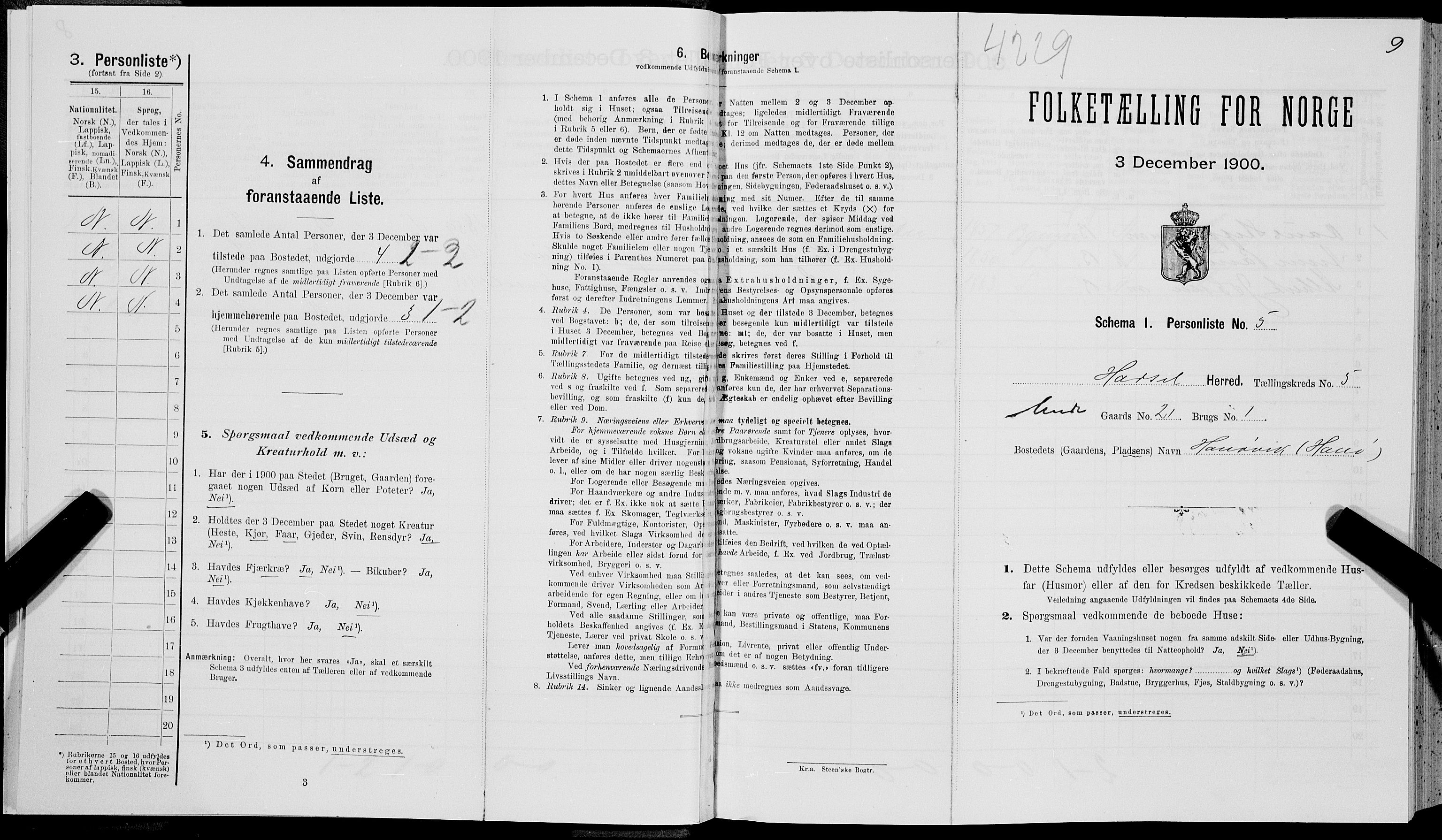 SAT, 1900 census for Hadsel, 1900, p. 473