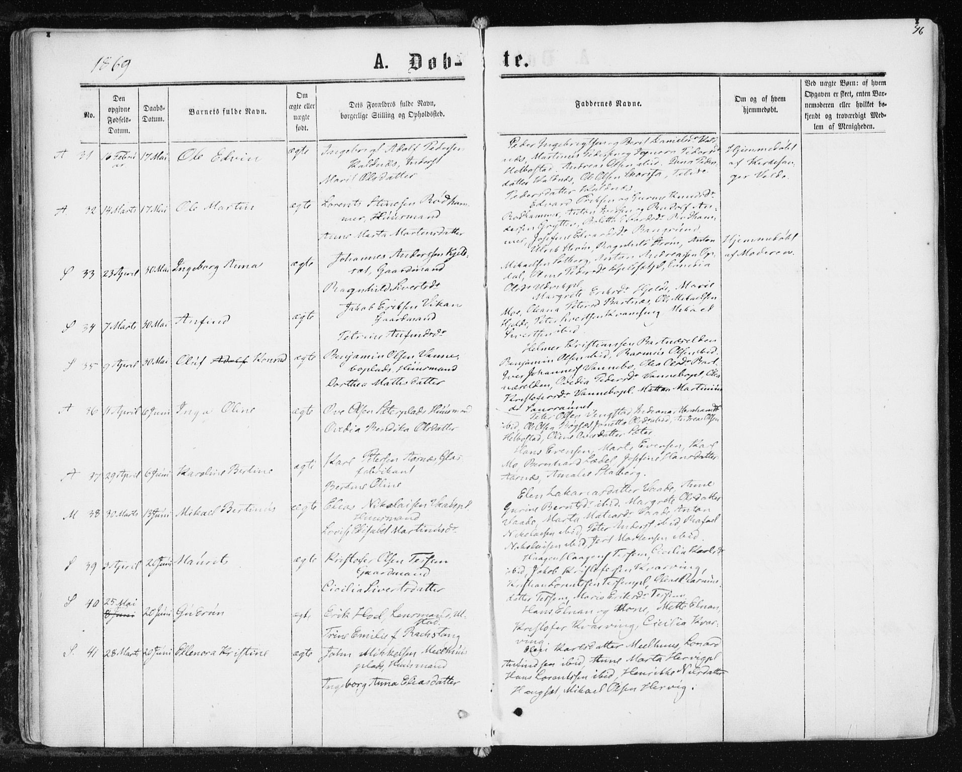 Ministerialprotokoller, klokkerbøker og fødselsregistre - Nord-Trøndelag, AV/SAT-A-1458/741/L0394: Parish register (official) no. 741A08, 1864-1877, p. 46