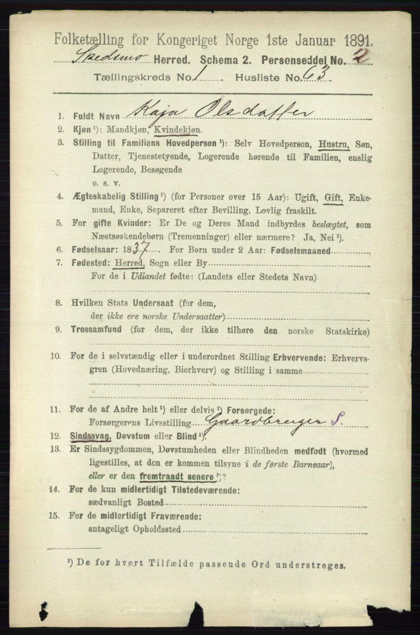 RA, 1891 census for 0231 Skedsmo, 1891, p. 507