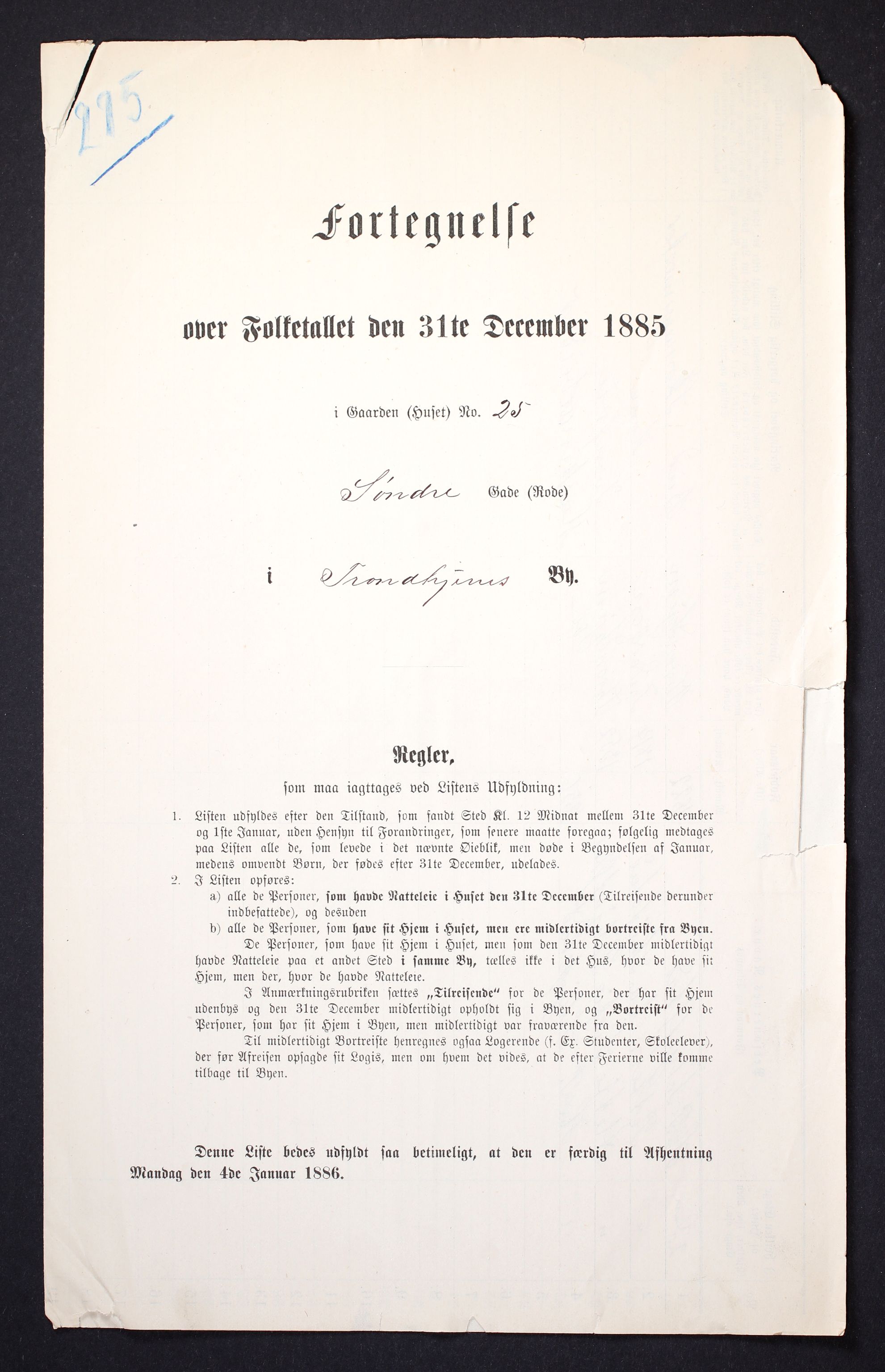 SAT, 1885 census for 1601 Trondheim, 1885, p. 1111