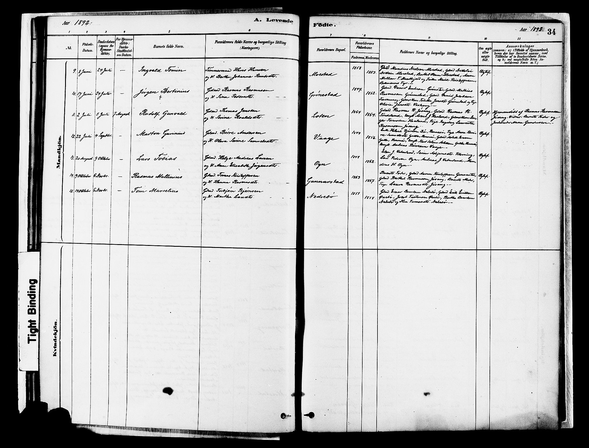 Tysvær sokneprestkontor, AV/SAST-A -101864/H/Ha/Haa/L0007: Parish register (official) no. A 7, 1878-1897, p. 34