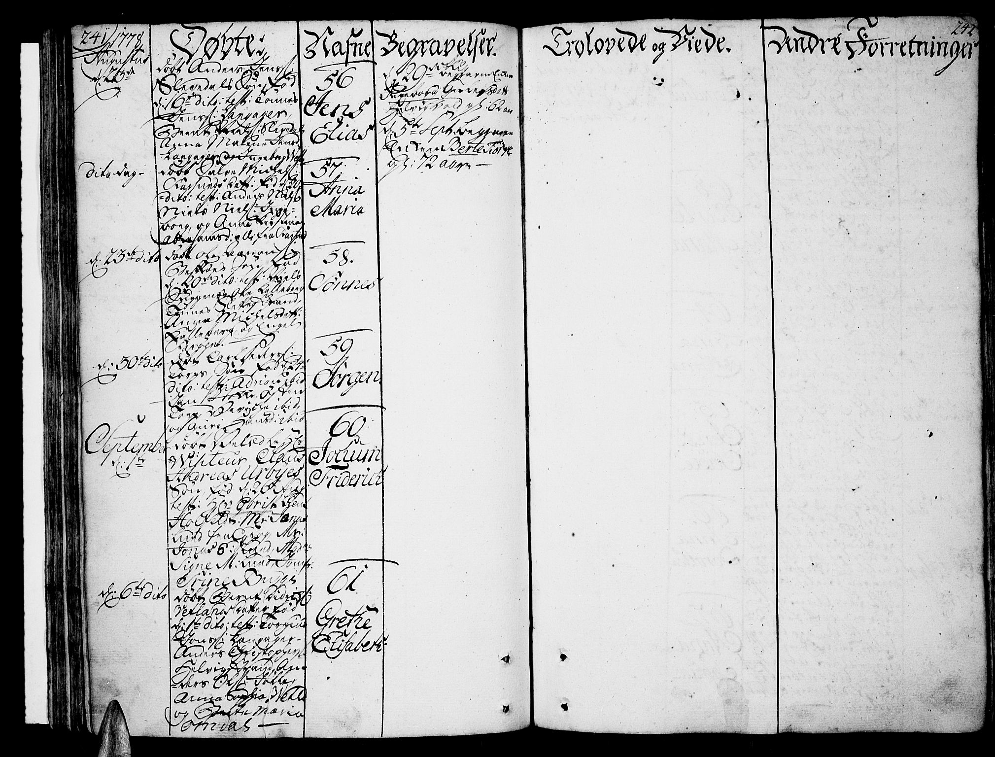 Lista sokneprestkontor, AV/SAK-1111-0027/F/Fa/L0004: Parish register (official) no. A 4, 1768-1794, p. 241-242