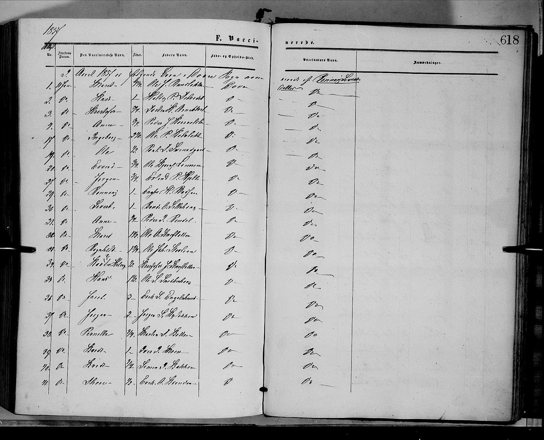 Dovre prestekontor, SAH/PREST-066/H/Ha/Haa/L0001: Parish register (official) no. 1, 1854-1878, p. 618