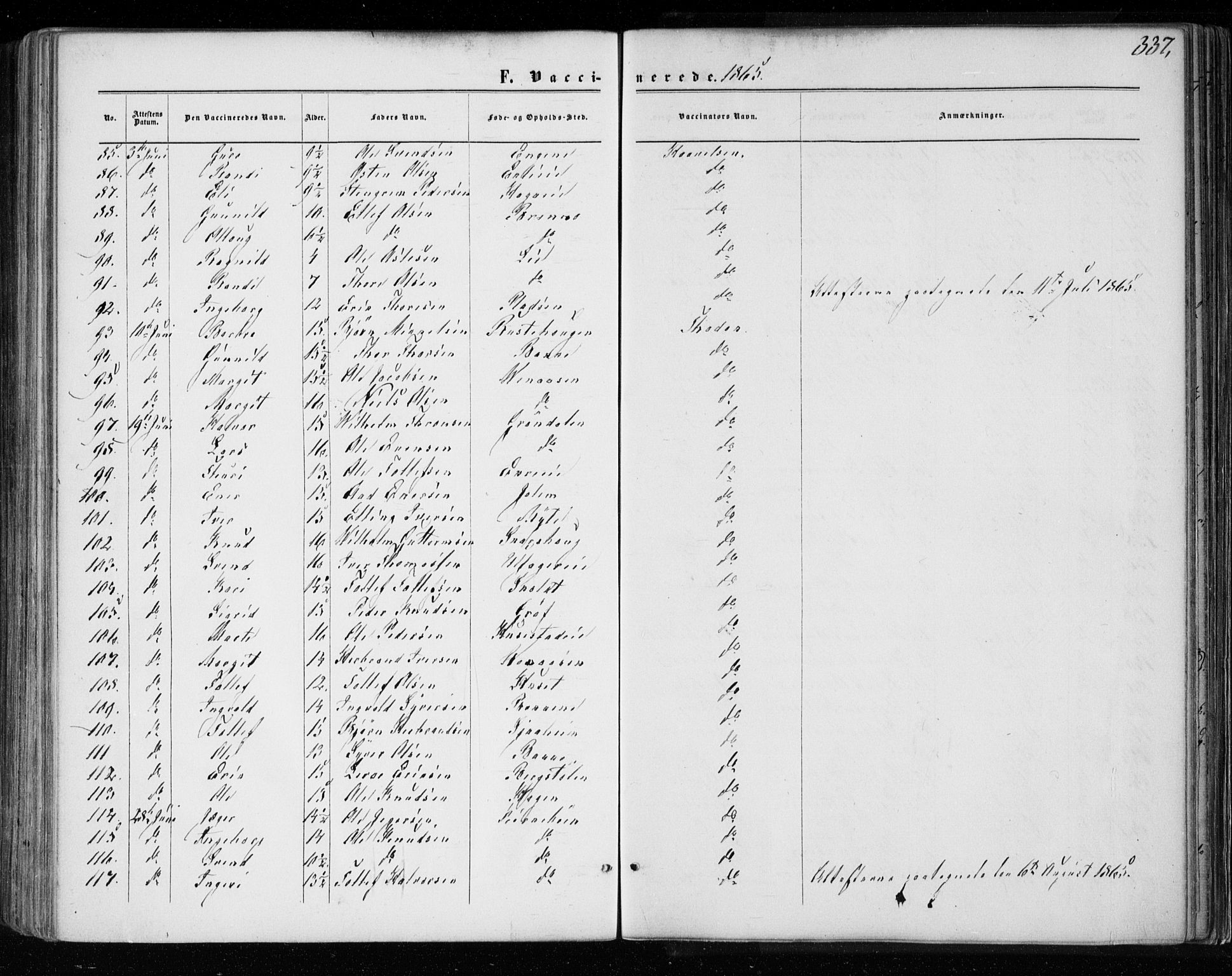 Gol kirkebøker, AV/SAKO-A-226/F/Fa/L0003: Parish register (official) no. I 3, 1863-1875, p. 337