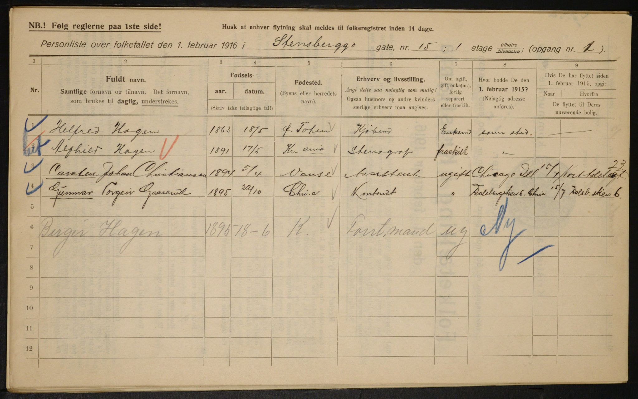 OBA, Municipal Census 1916 for Kristiania, 1916, p. 104201