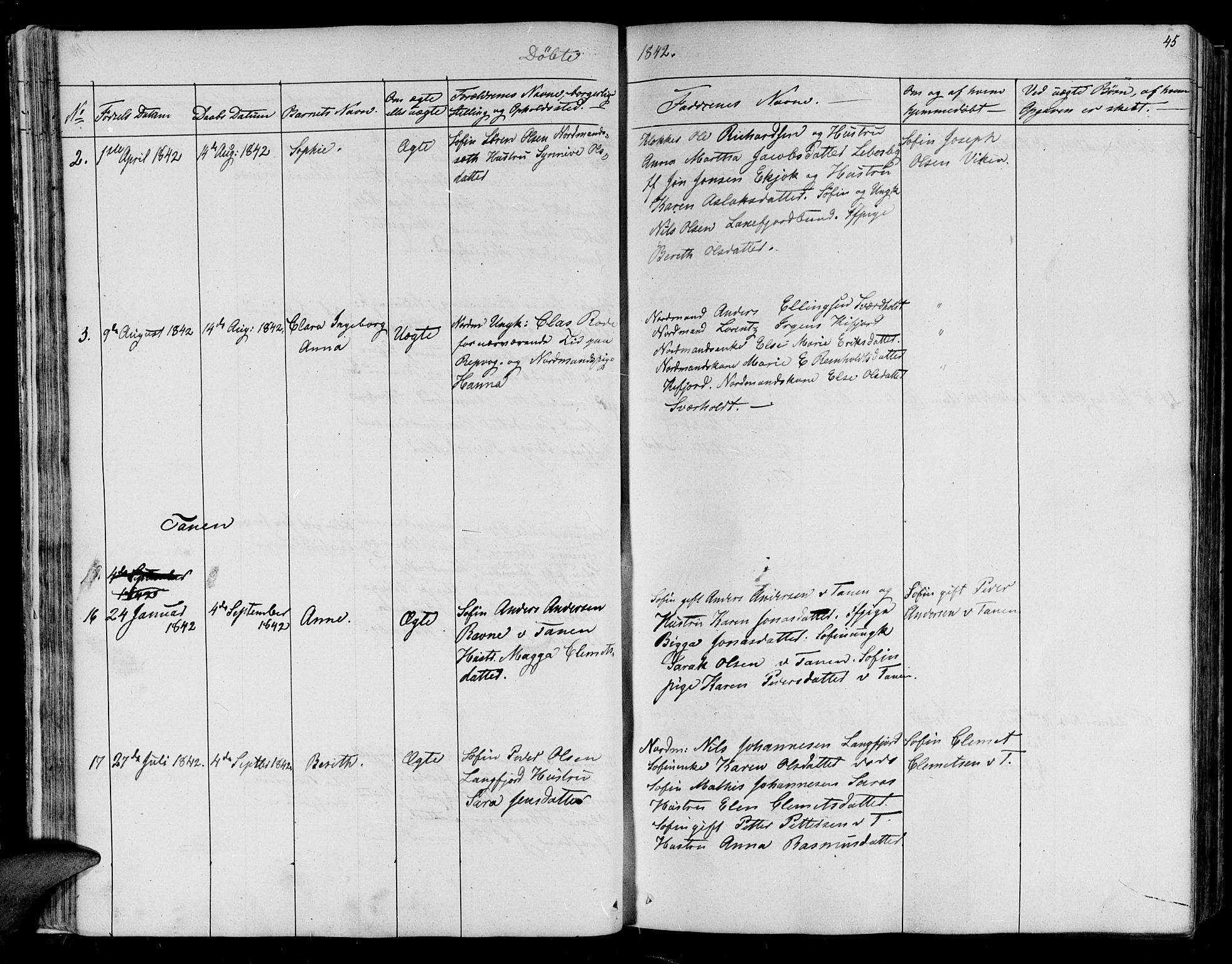 Lebesby sokneprestkontor, AV/SATØ-S-1353/H/Ha/L0003kirke: Parish register (official) no. 3, 1833-1852, p. 45