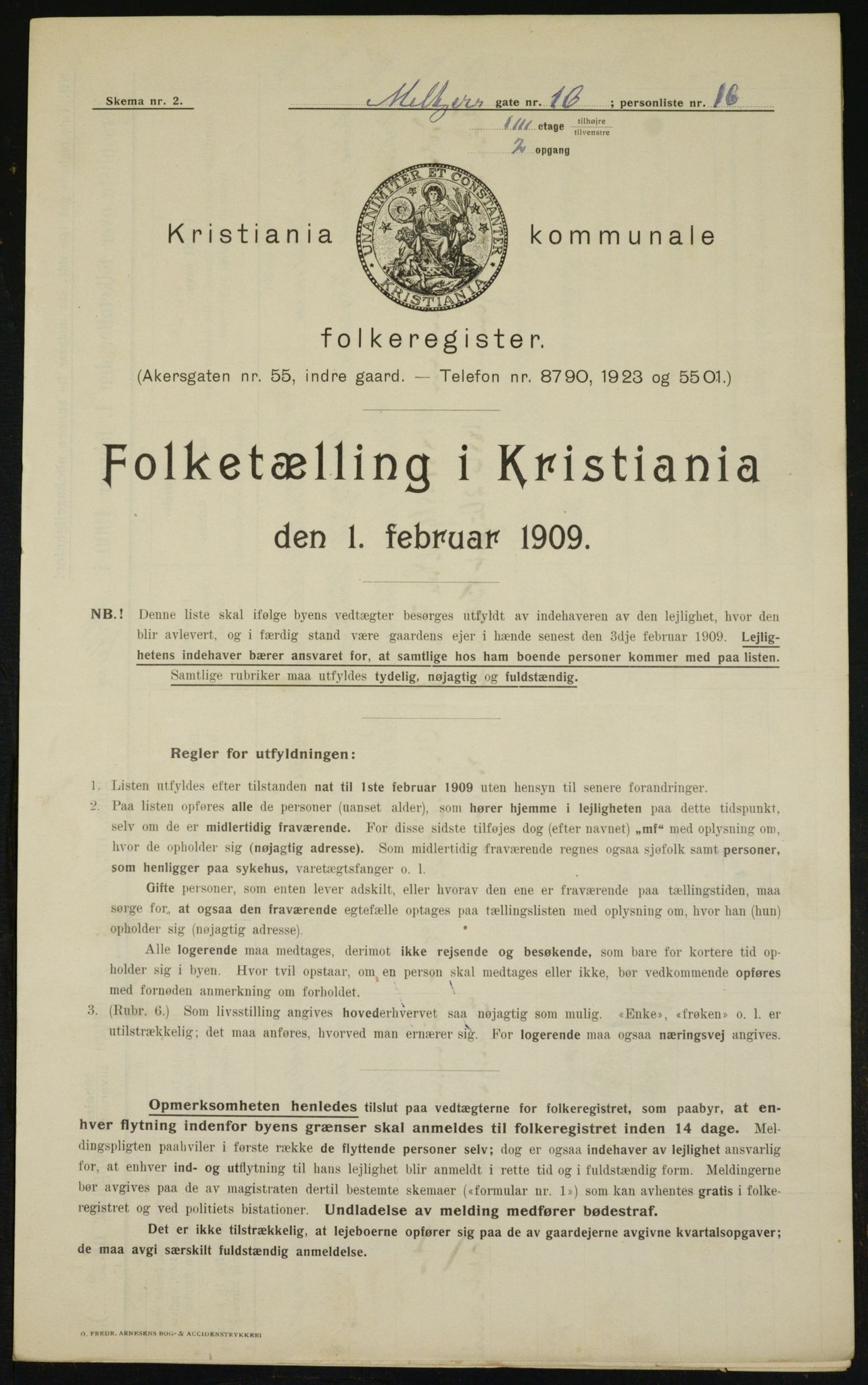 OBA, Municipal Census 1909 for Kristiania, 1909, p. 59214