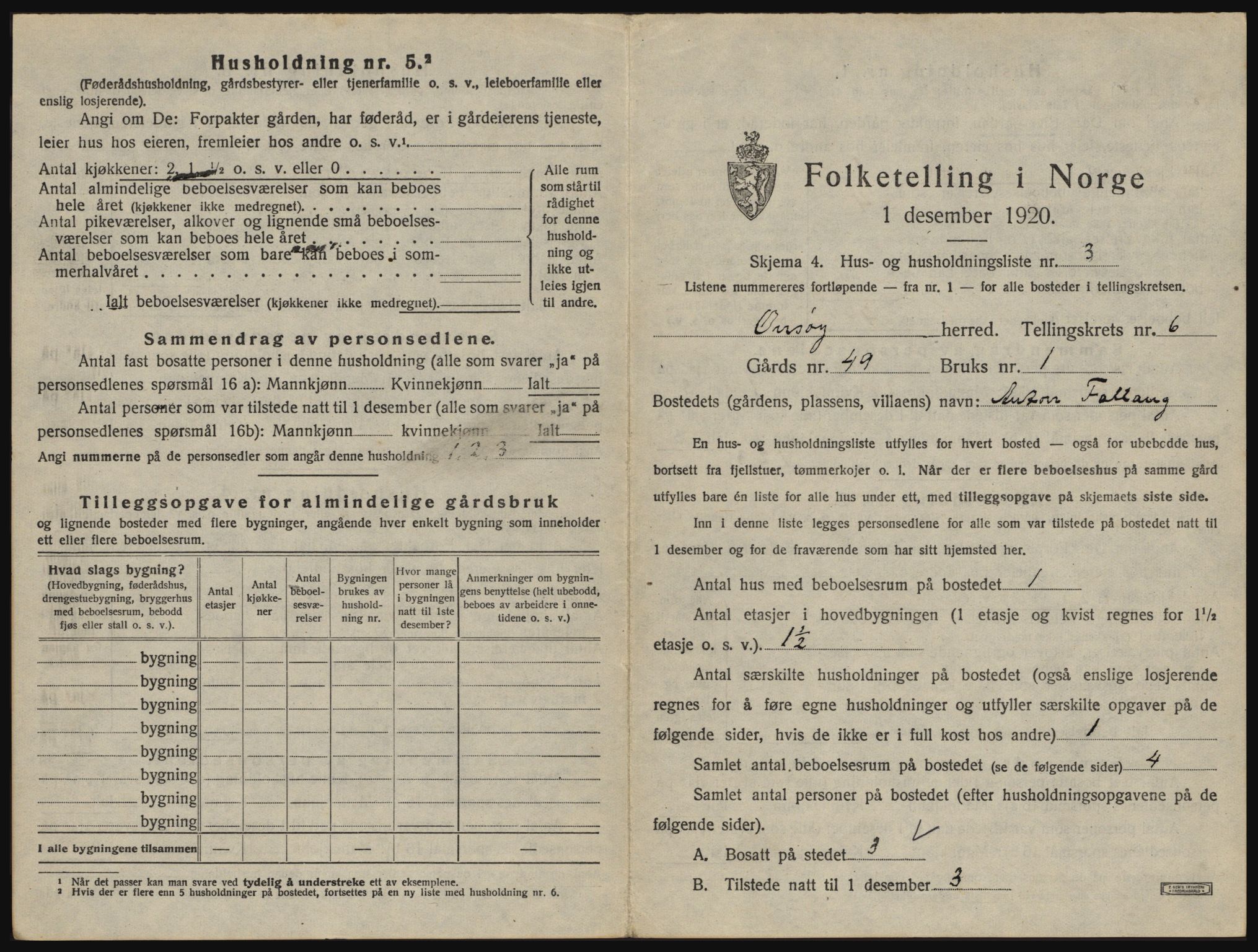 SAO, 1920 census for Onsøy, 1920, p. 934